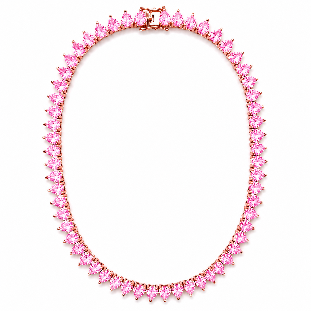 The Juliette Pink Heart Tennis Necklace