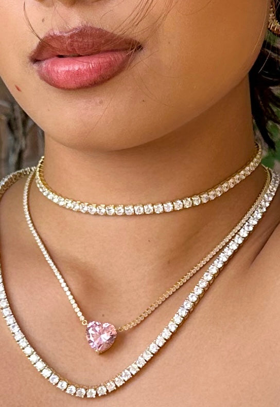 Big Heart Tennis Necklace