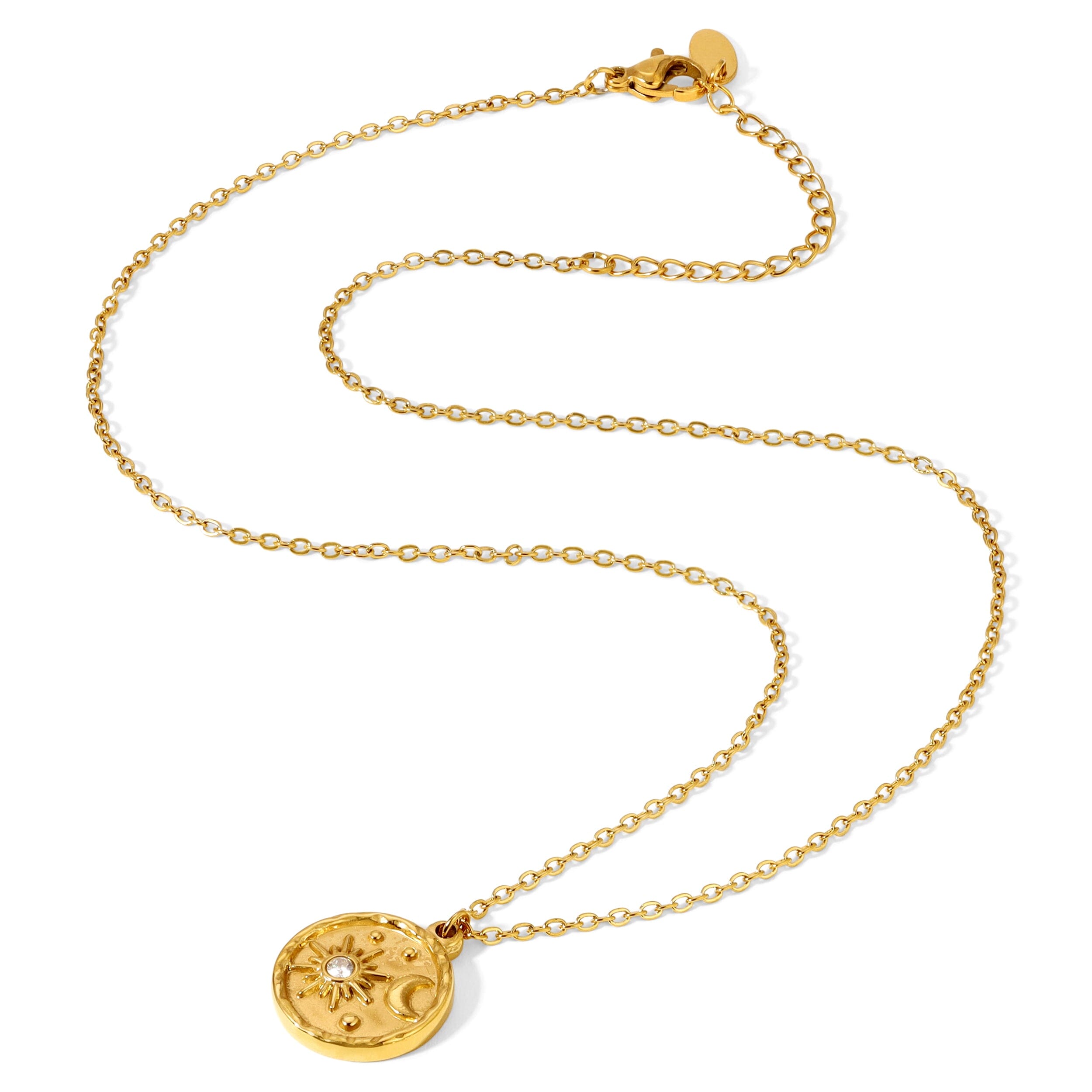 Celestial Moon and Sun Round Pendant With Chain Necklace with Pendant Bloo & Ro
