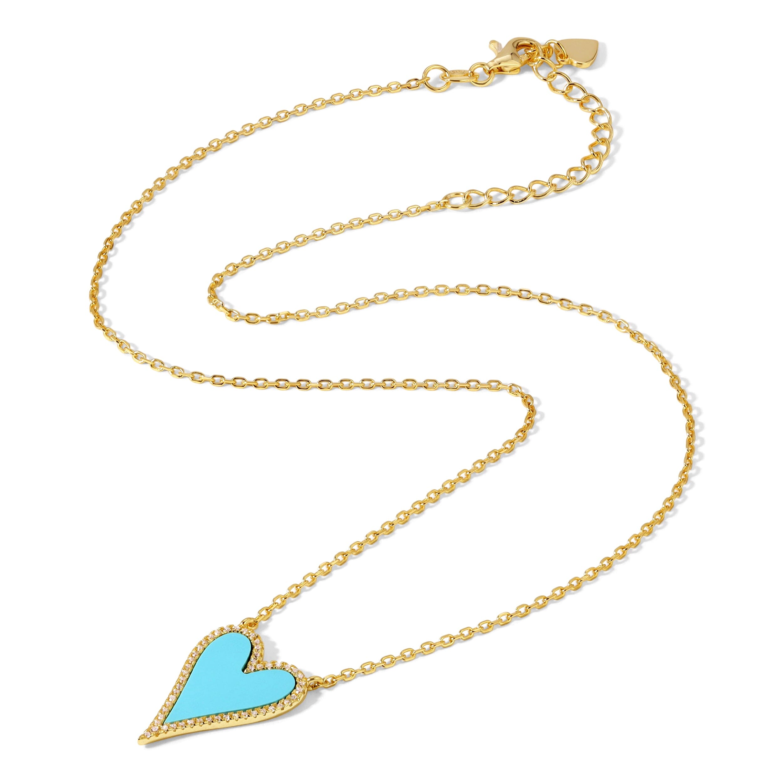 True Blue, Turquoise Heart Chain Necklace Necklace Bloo & Ro