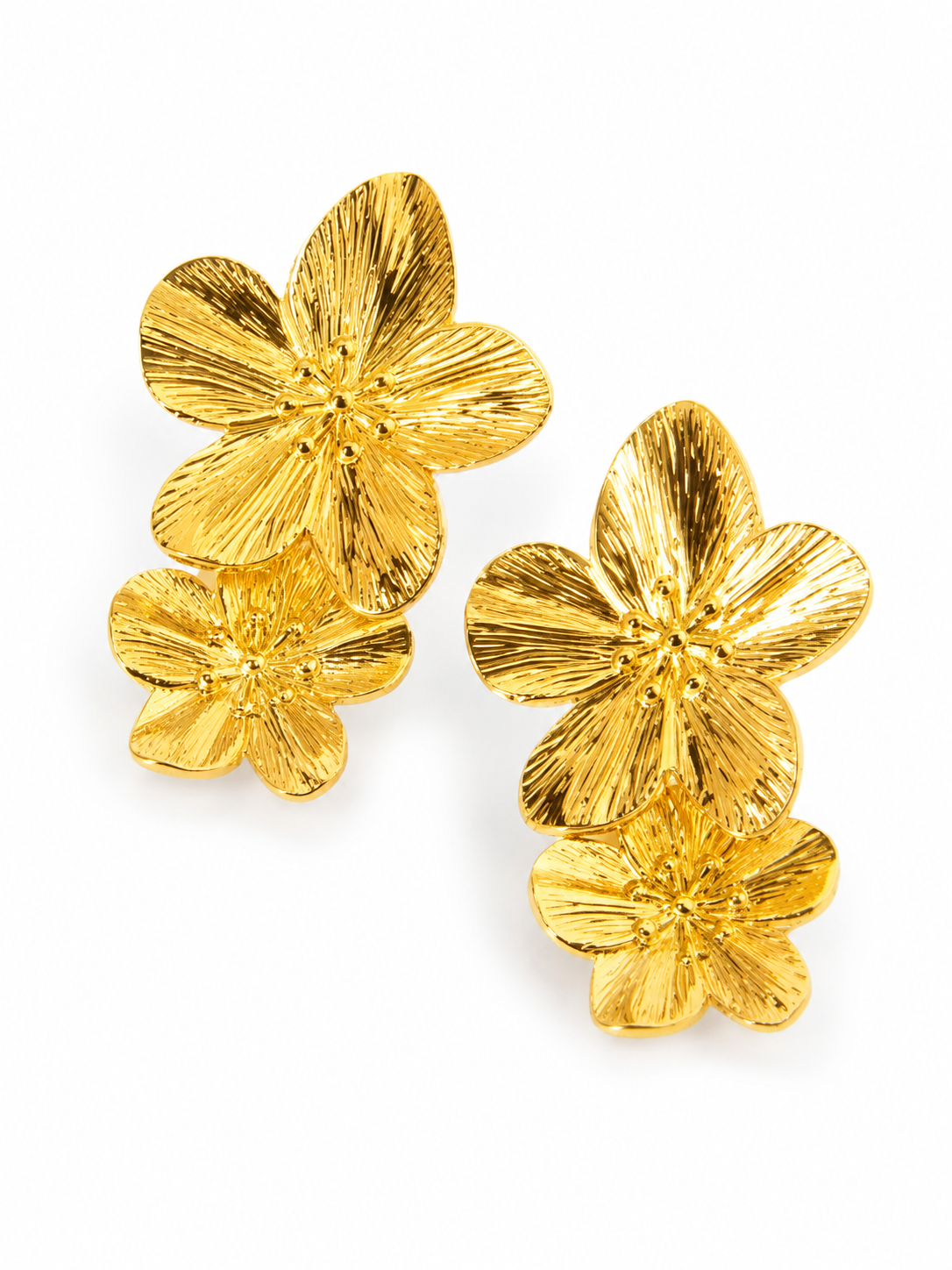 Blooming Flower Earrings | 18K Gold Floral Statement Earrings