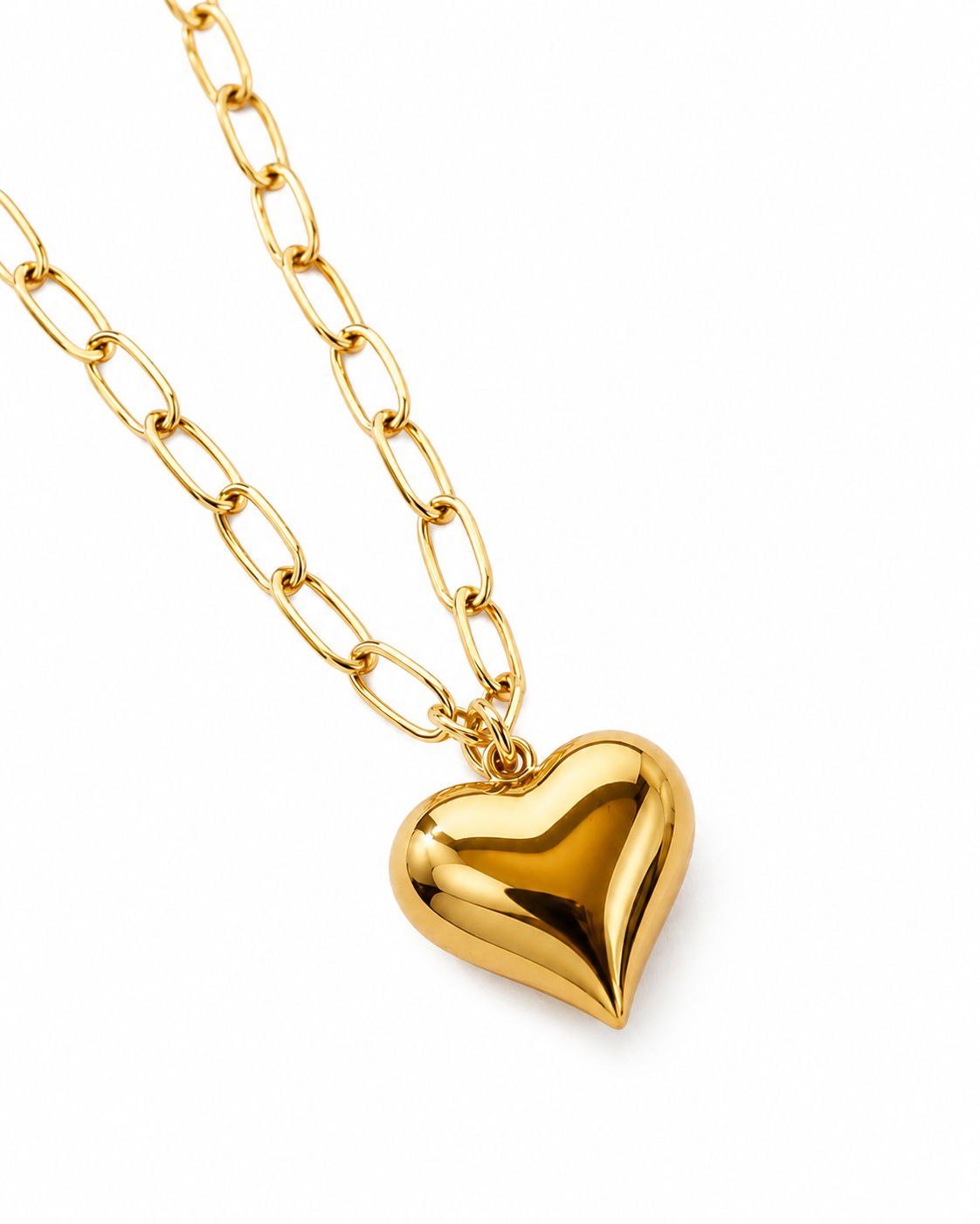 Puffy Heart Paper Clip Necklace