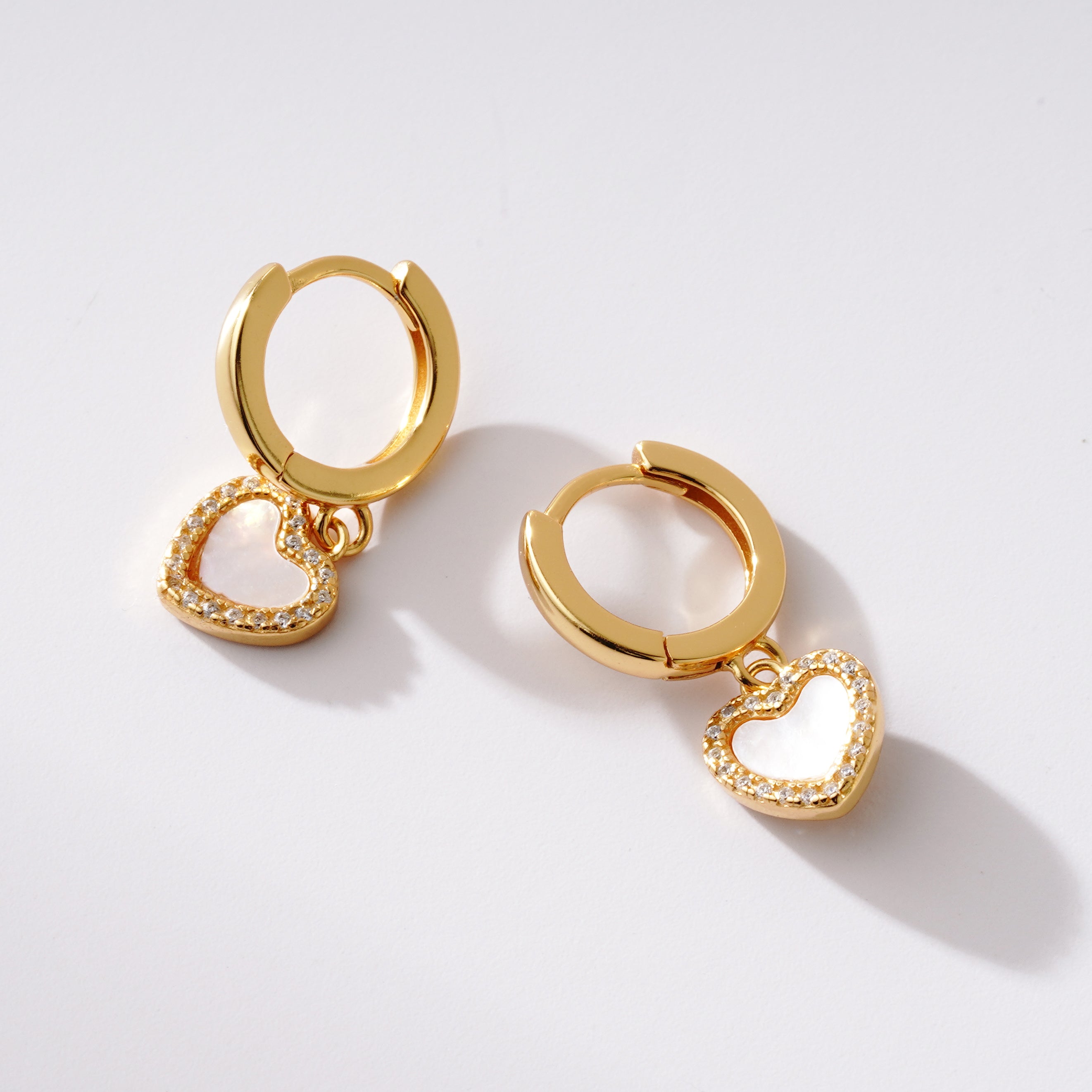 Mother of Pearl Heart Earrings