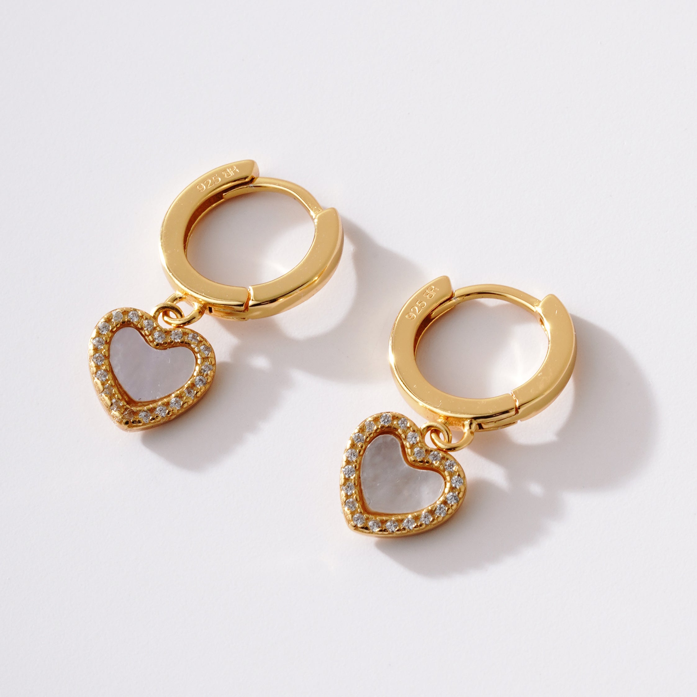 Mother of Pearl Heart Earrings