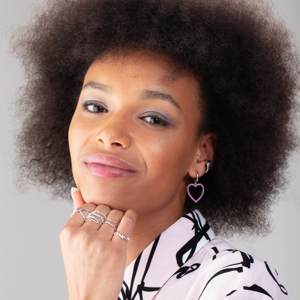 Gold And Pink Hearts Earrings