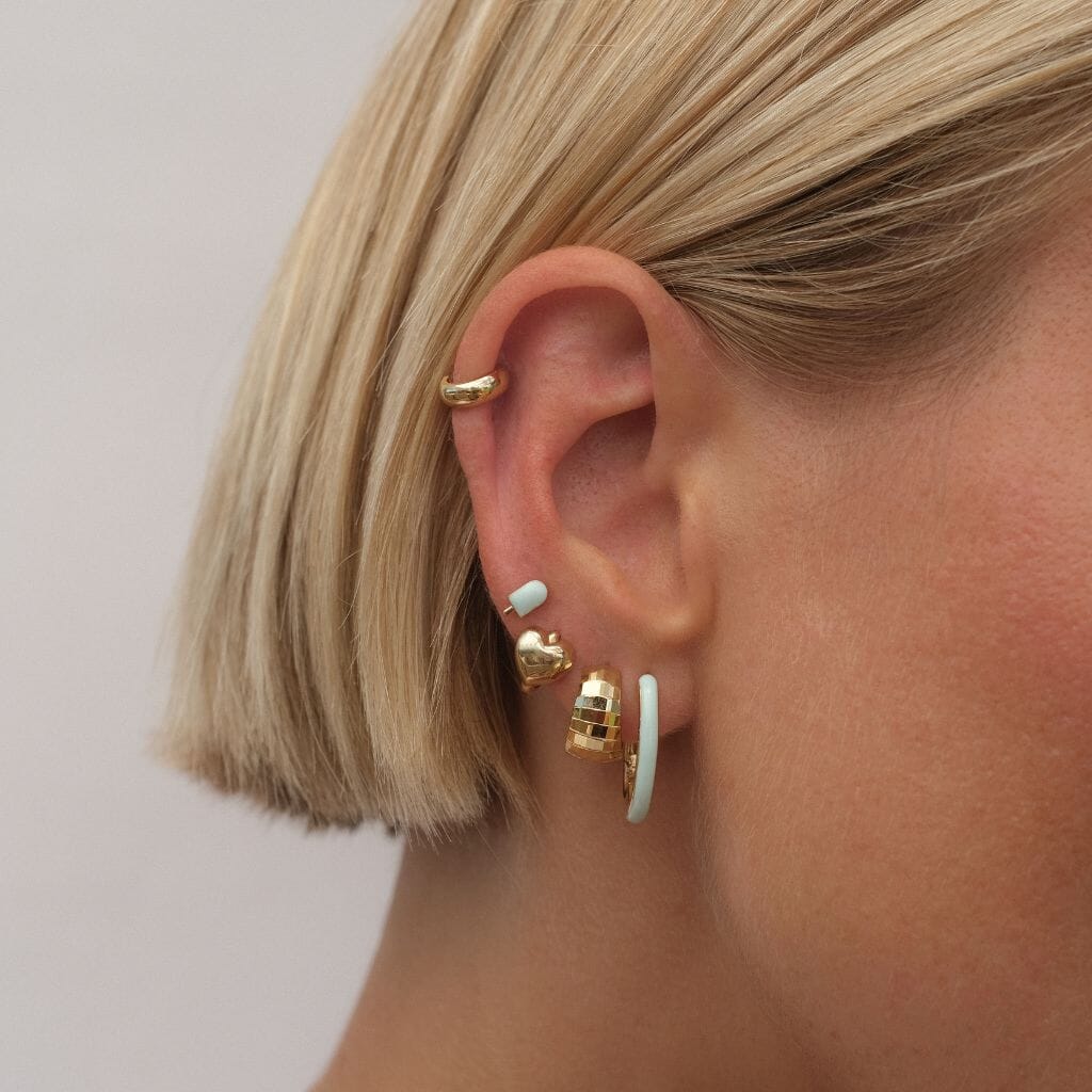 Heart on Gold Hoops