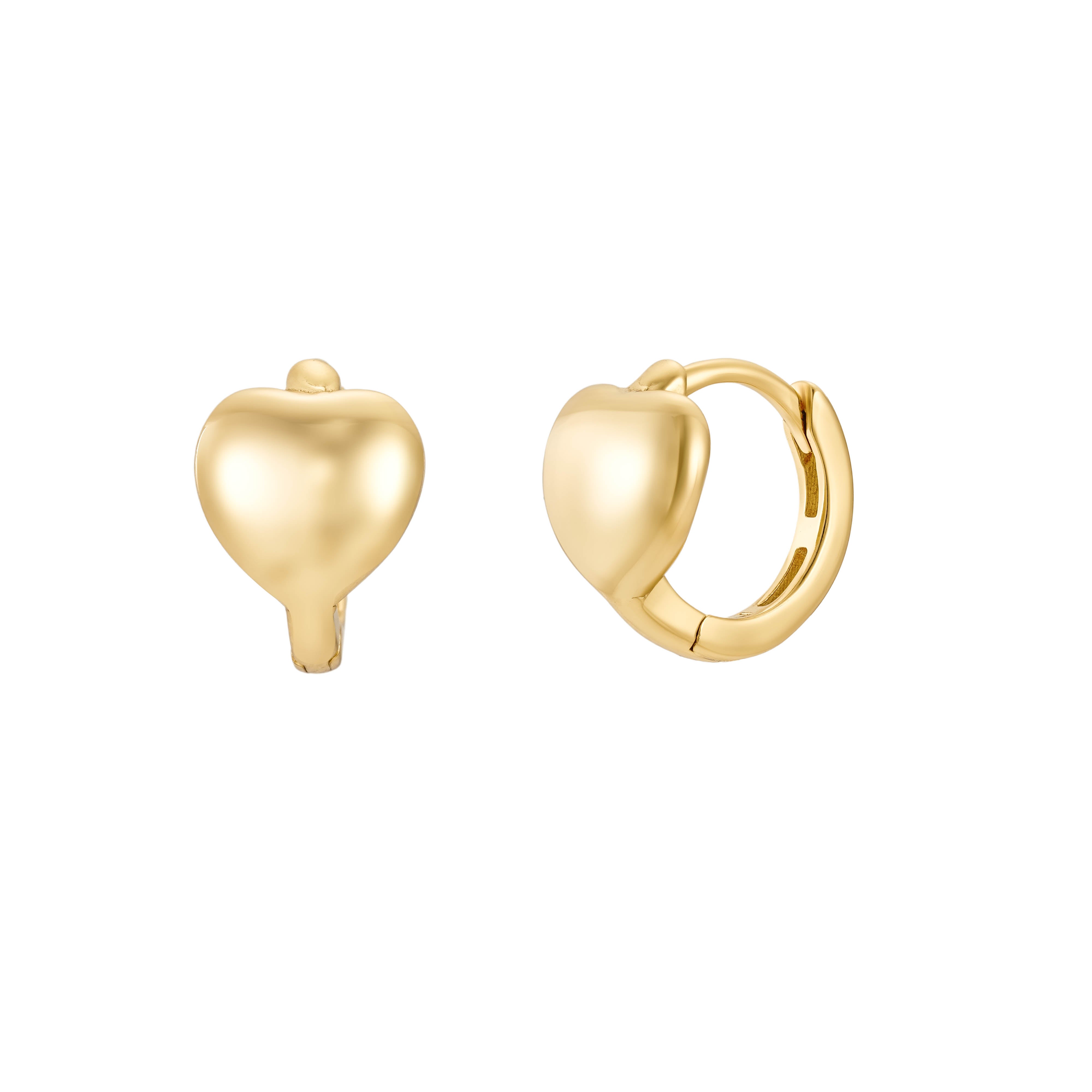 Heart on Gold Hoops