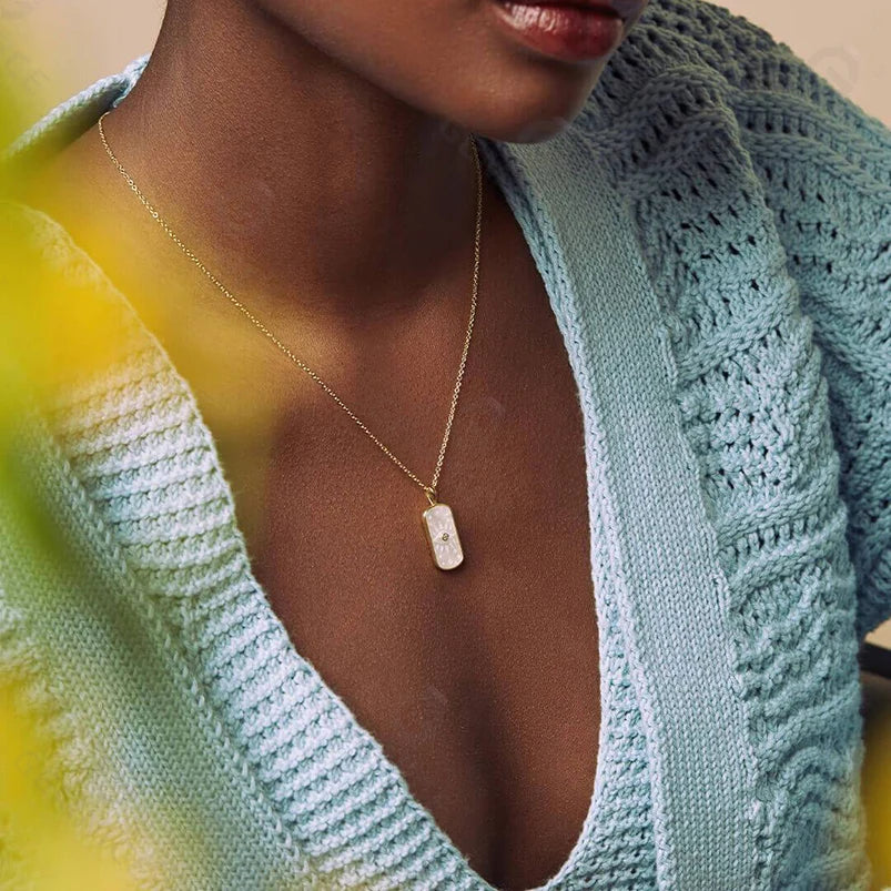 Evil Eye Mother of Pearl Pendant Necklace