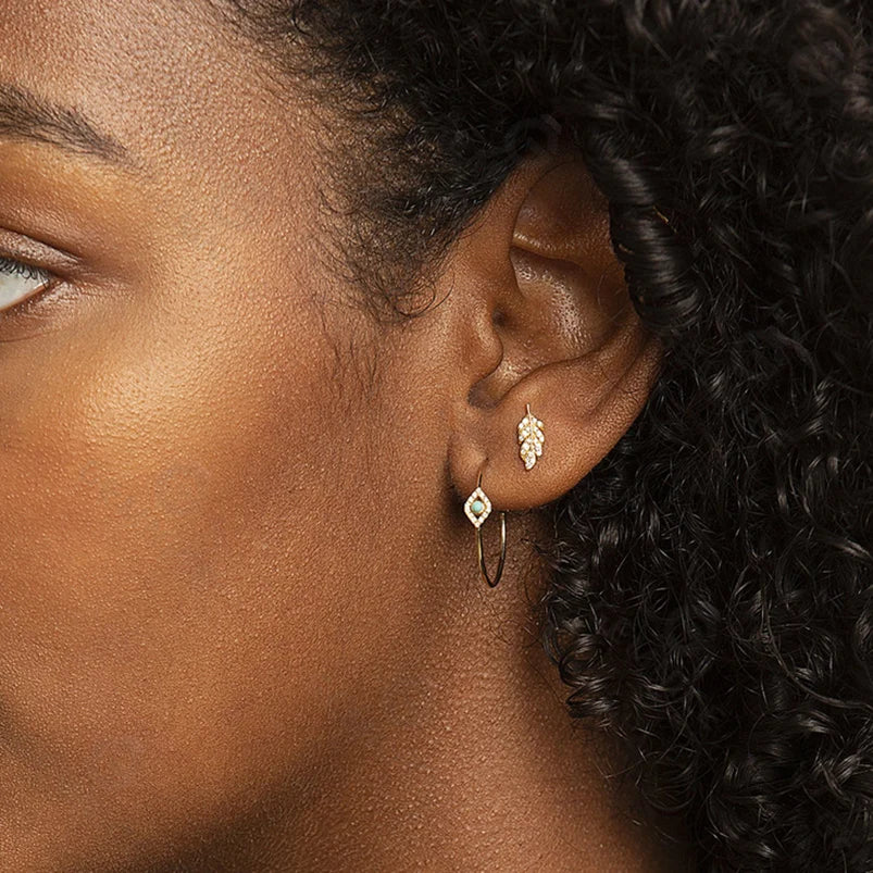 Hoop Earrings with Evil Eye and Turquoise Stone
