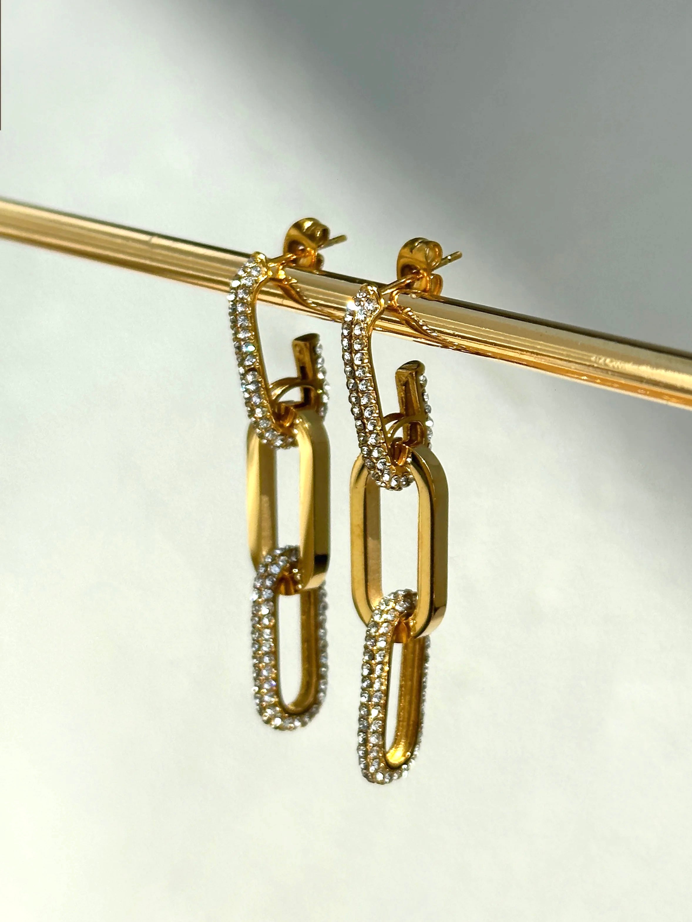 Boss Babe Gold Plated Chain Link Snowflake Zircon Drop Earrings