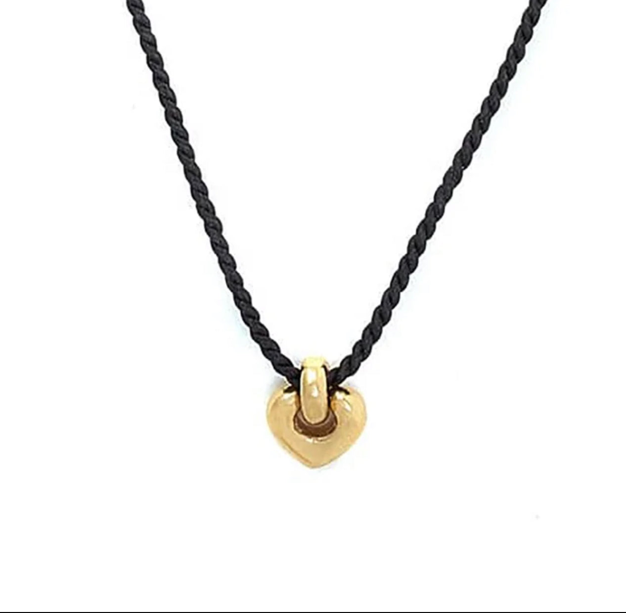 Heart on Black Rope Necklace