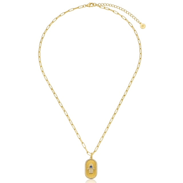 Hamsa Pendant on Small Paper Clip Chain
