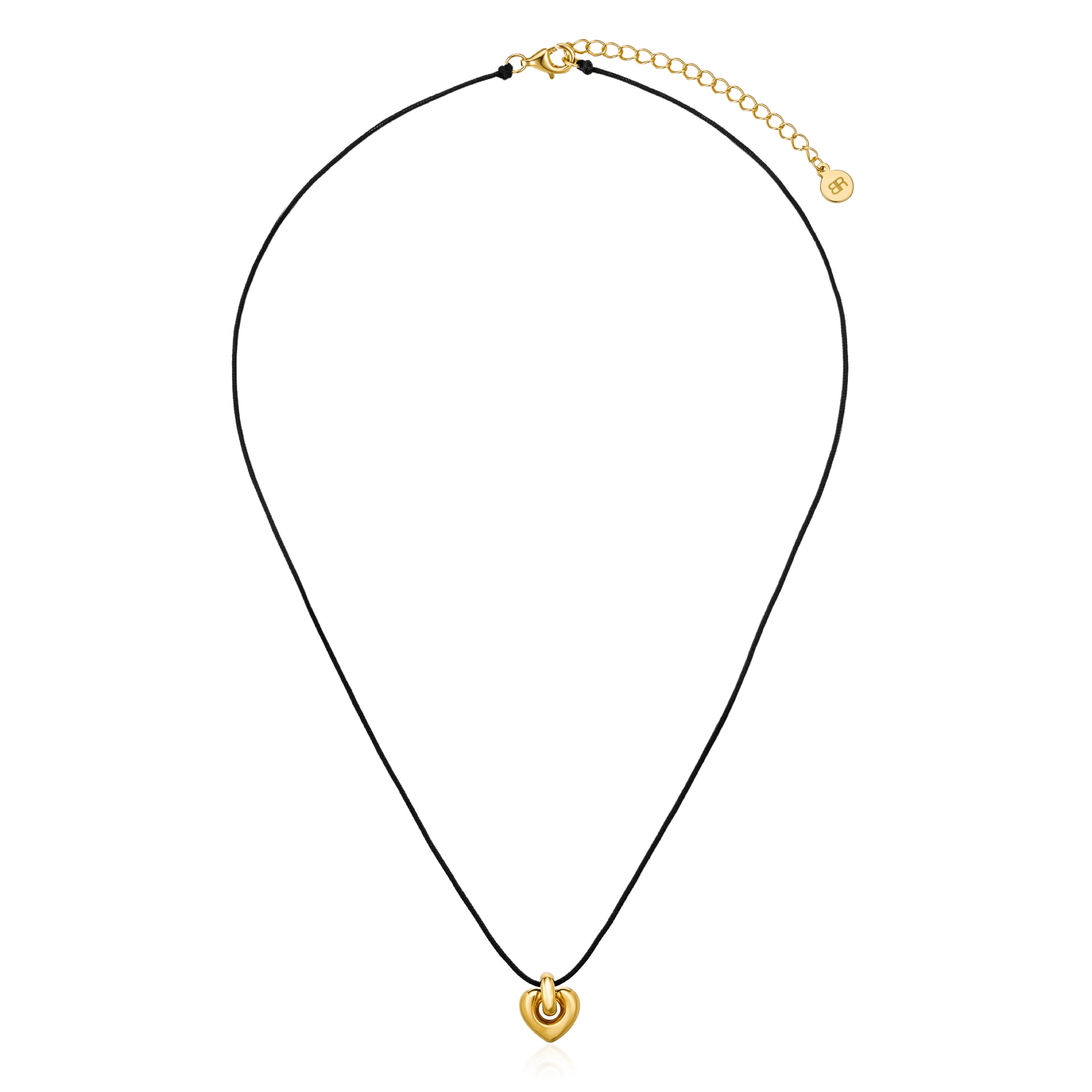 Heart on Black Rope Necklace
