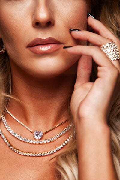 Tennis Necklace 18", 5mm CZ Simulated Diamonds Necklace Bloo & Ro