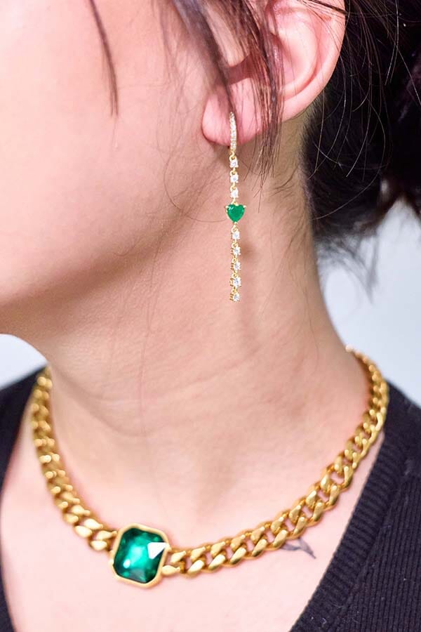 Happy Tears Gold & Emerald Earrings Earrings Bloo & Ro 