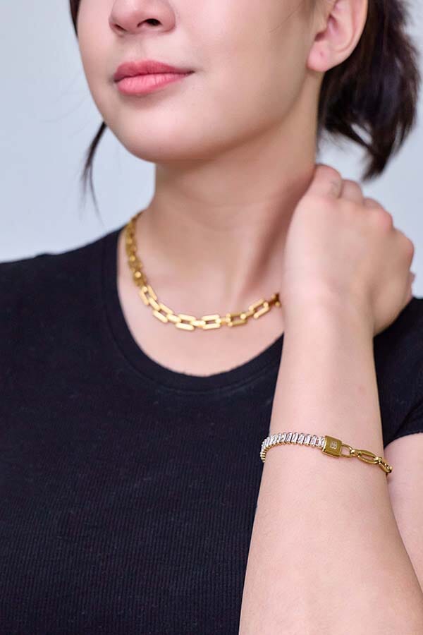 Sexy Babe Cuban Link Chain Gold Necklace Necklace Bloo And Ro