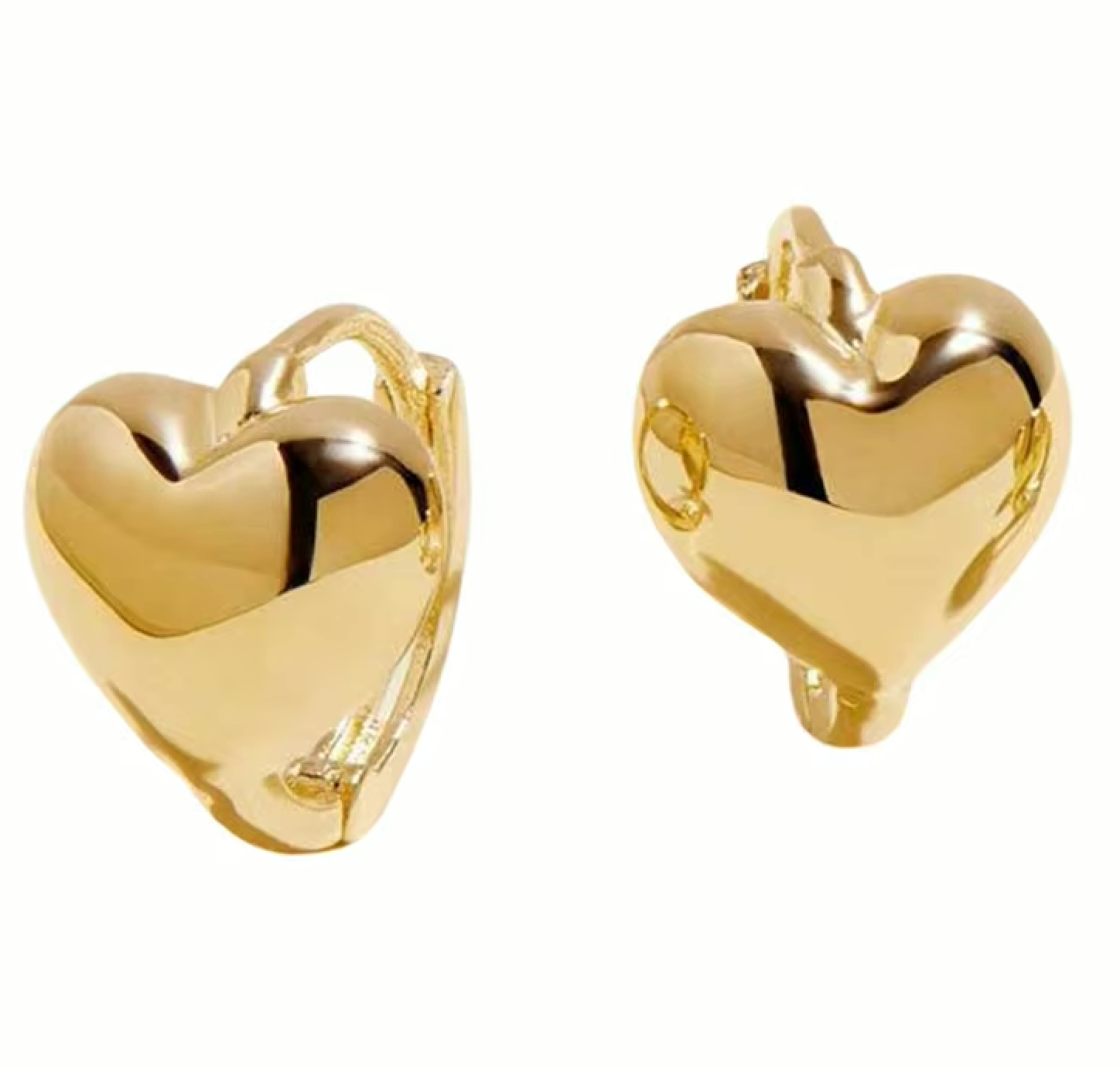 Heart on Gold Hoops