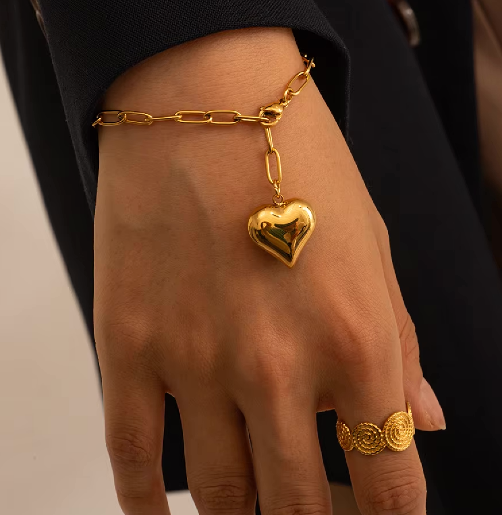 Puffy Heart Paper Clip Bracelet