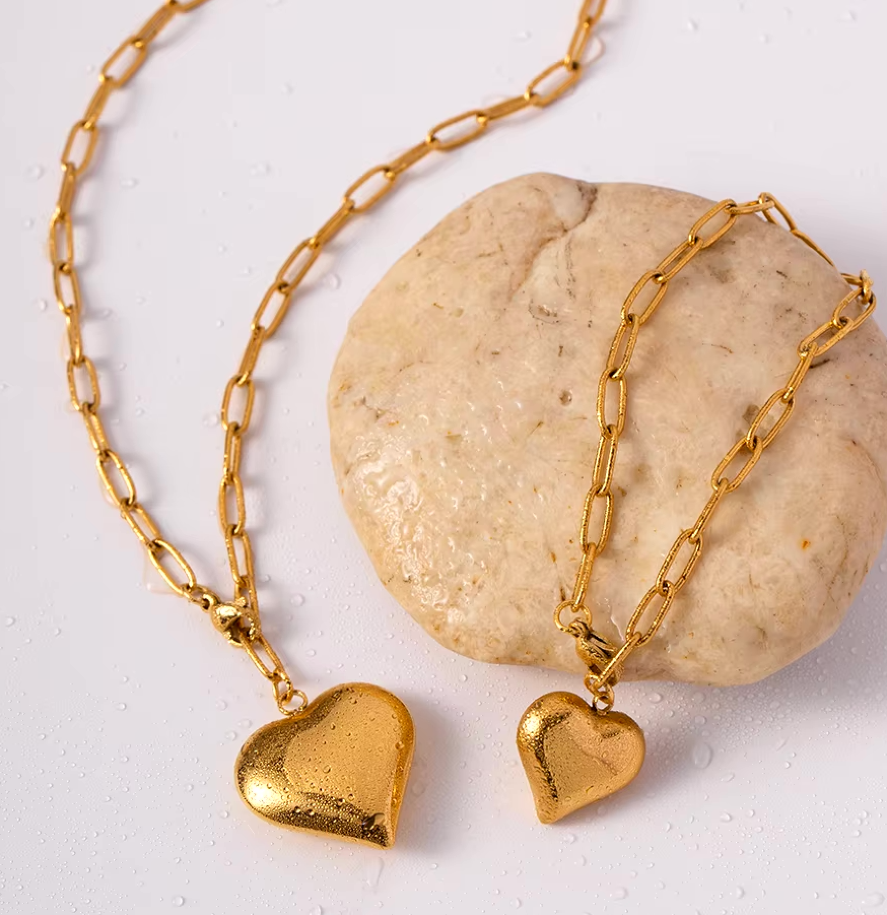 Puffy Heart Paper Clip Necklace