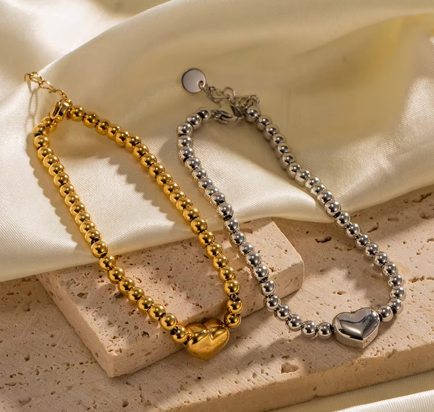 Puffy Heart Love Beaded Bracelet