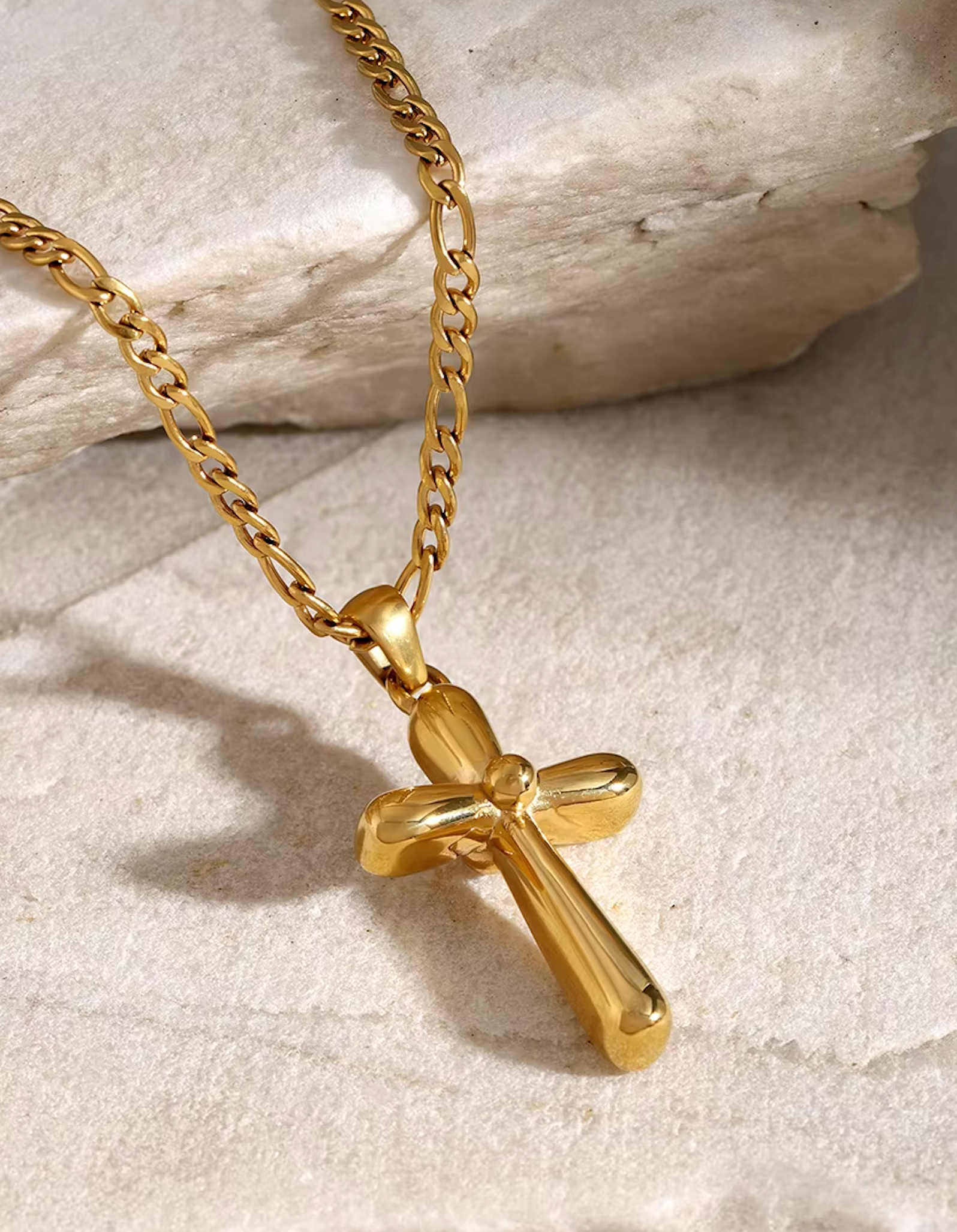 Puffy Cross On Gold Chain