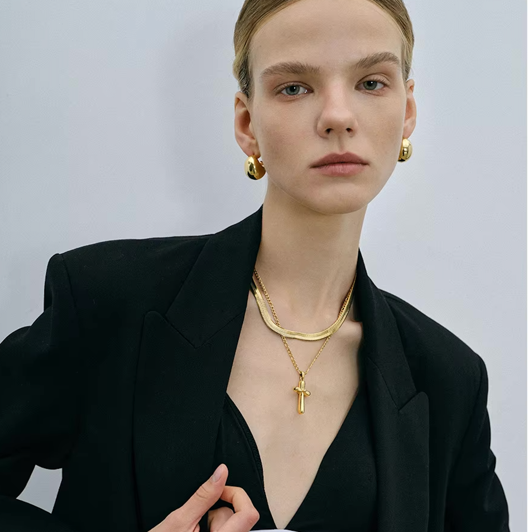 Puffy Cross On Gold Chain