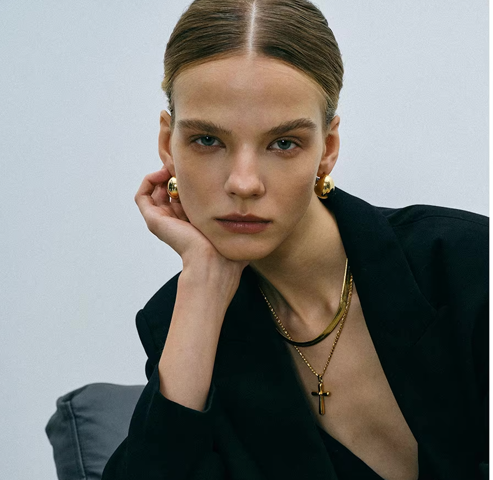 Puffy Cross On Gold Chain