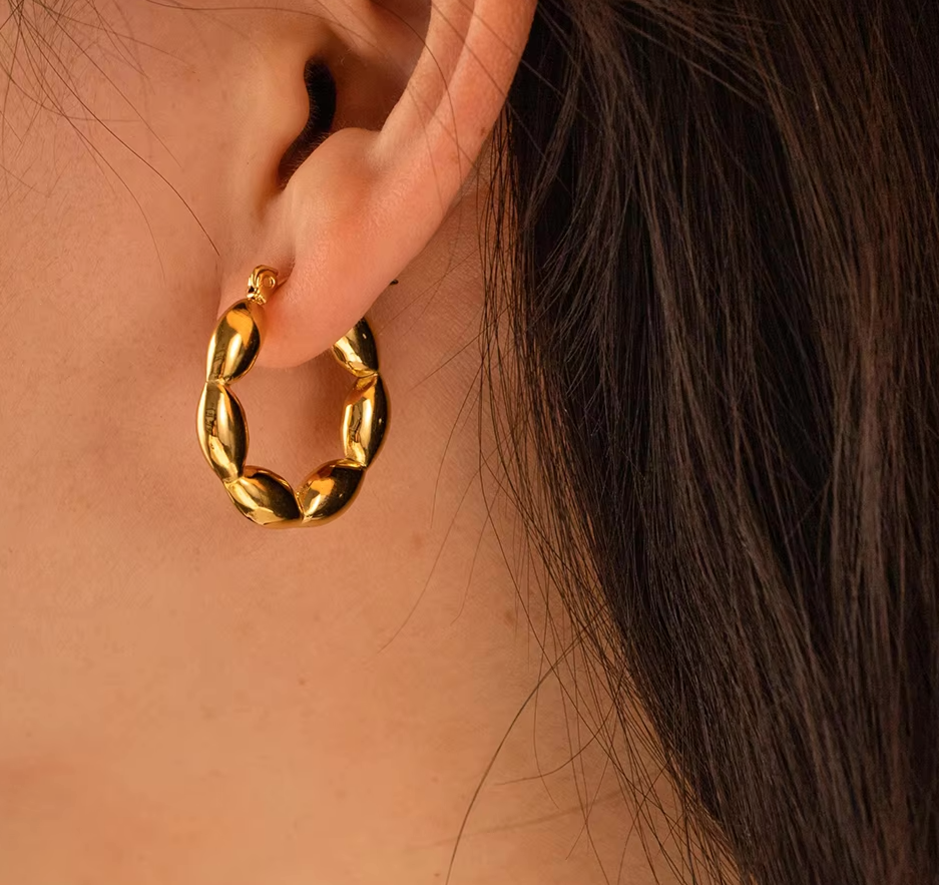Oval Beads Hoops