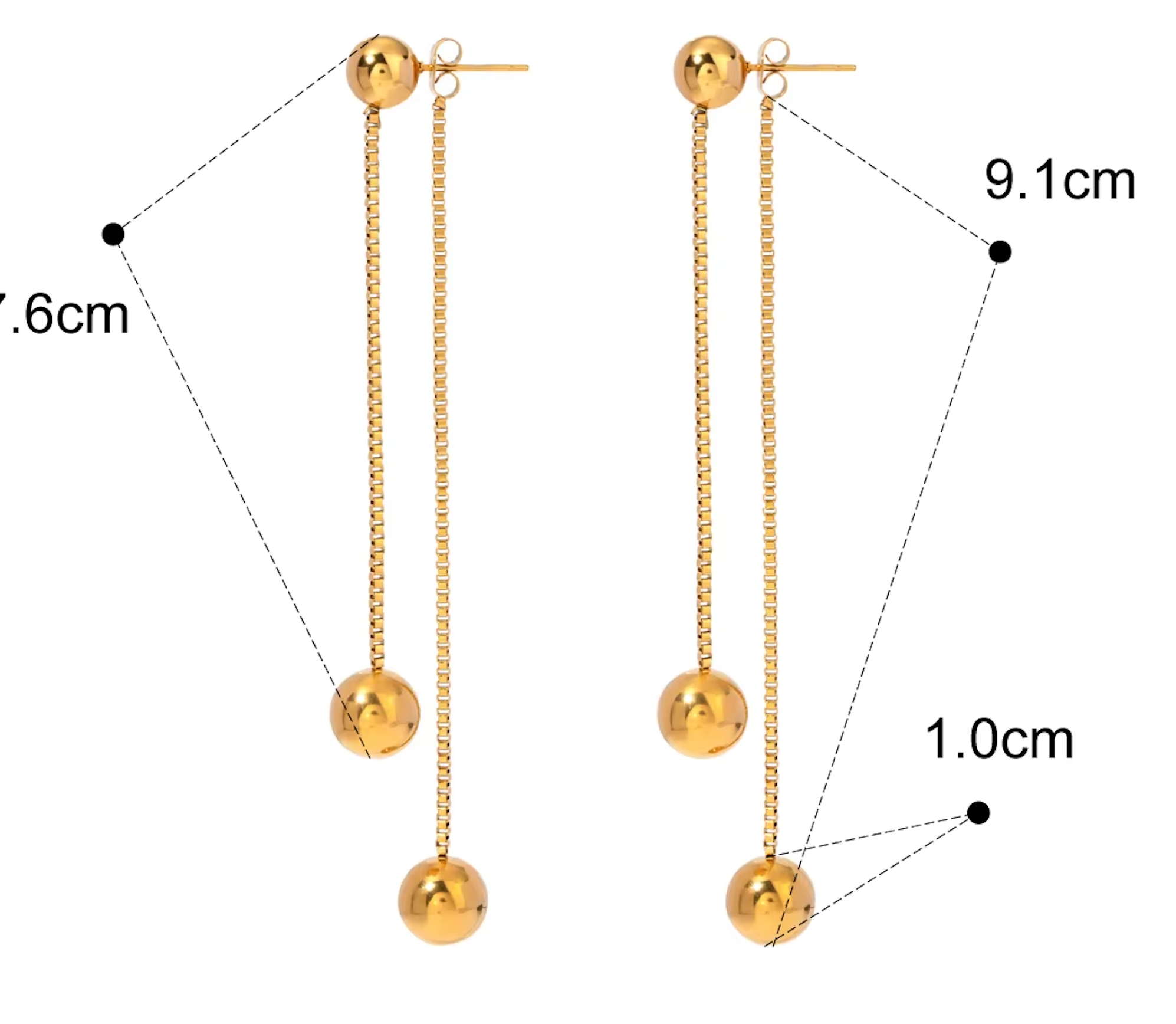 Gold Ball Drop Earrings