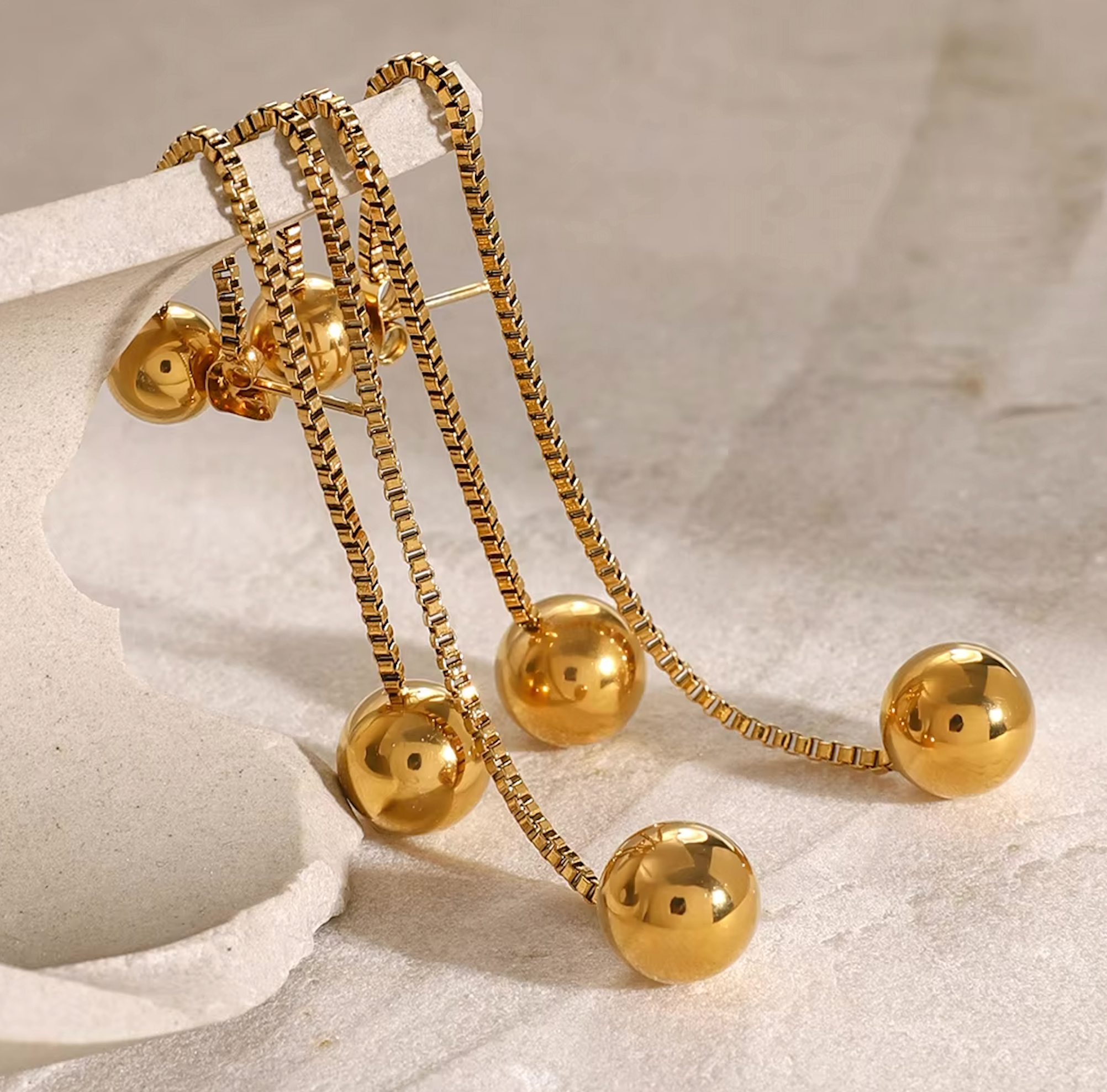 Gold Ball Drop Earrings