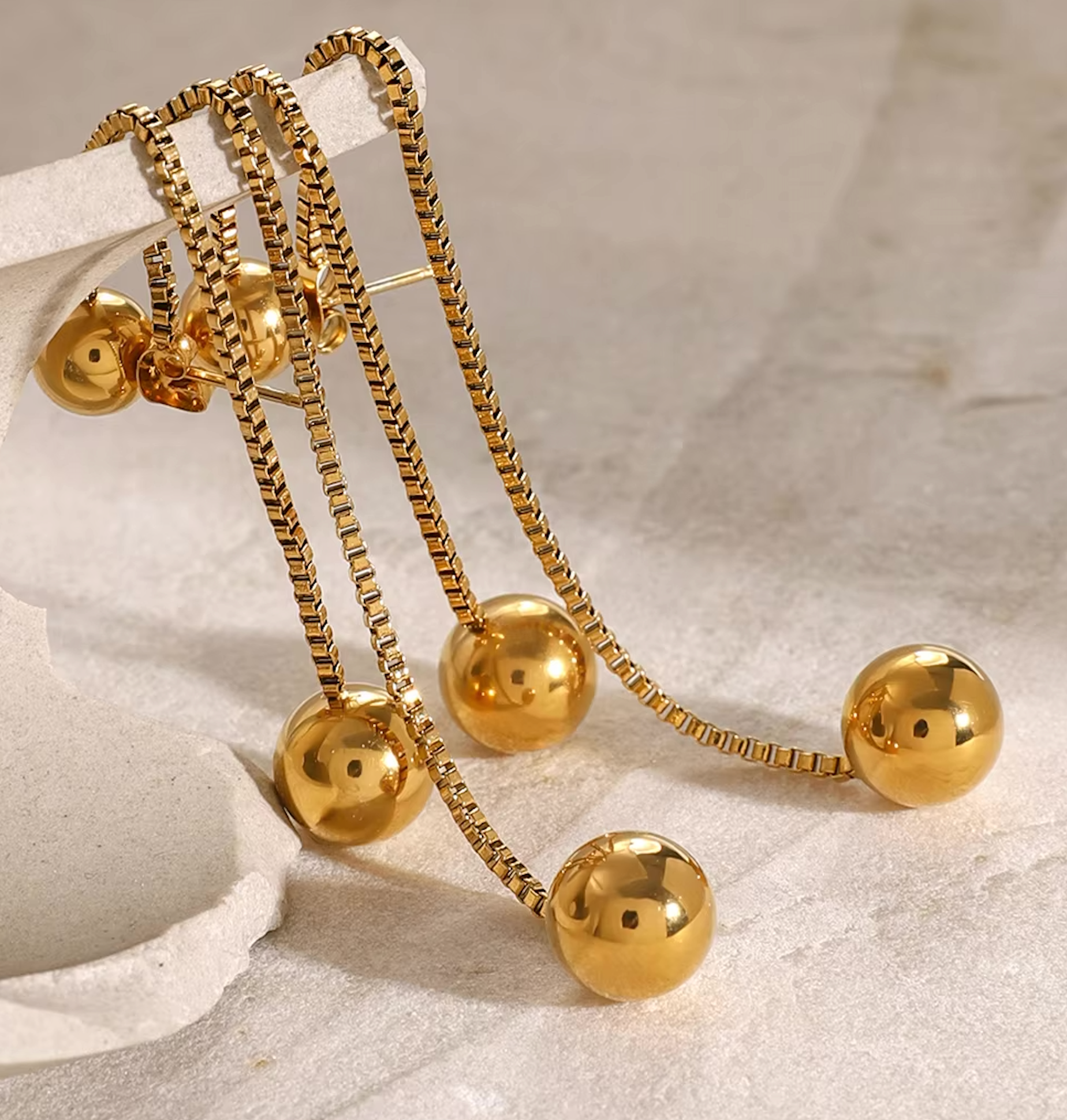 Gold Ball Drop Earrings
