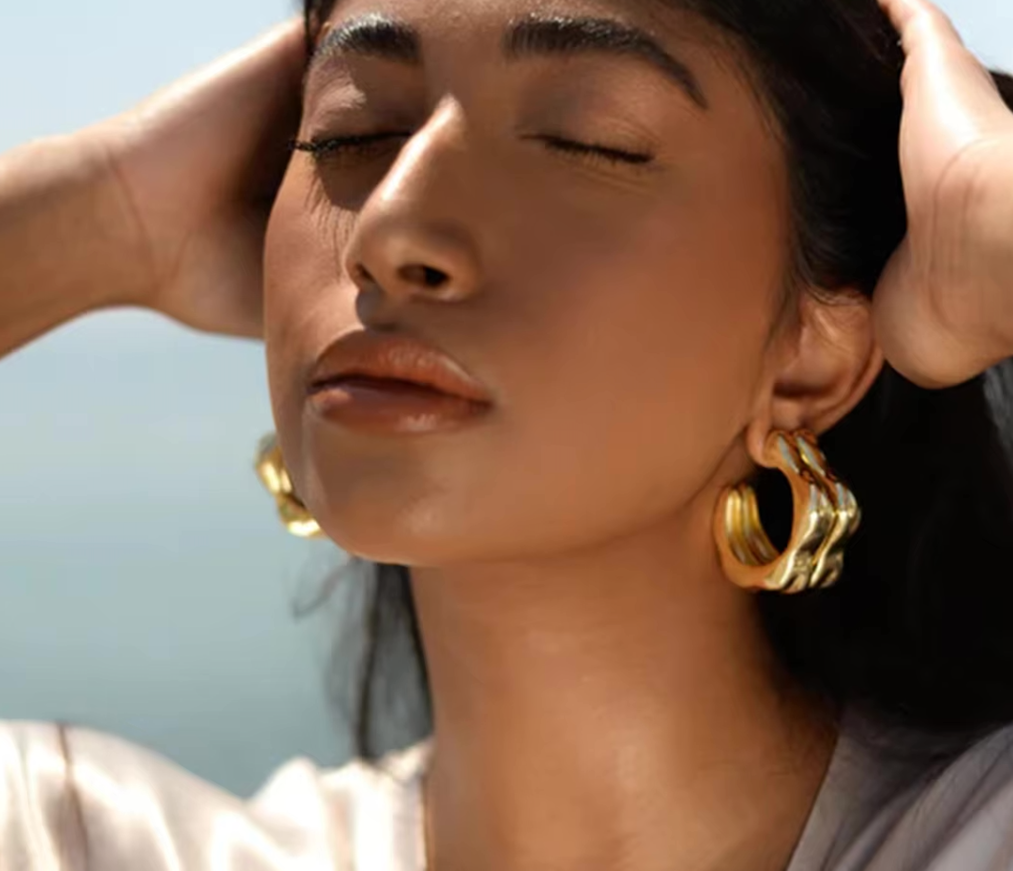 Open Hoop Gold Earrings
