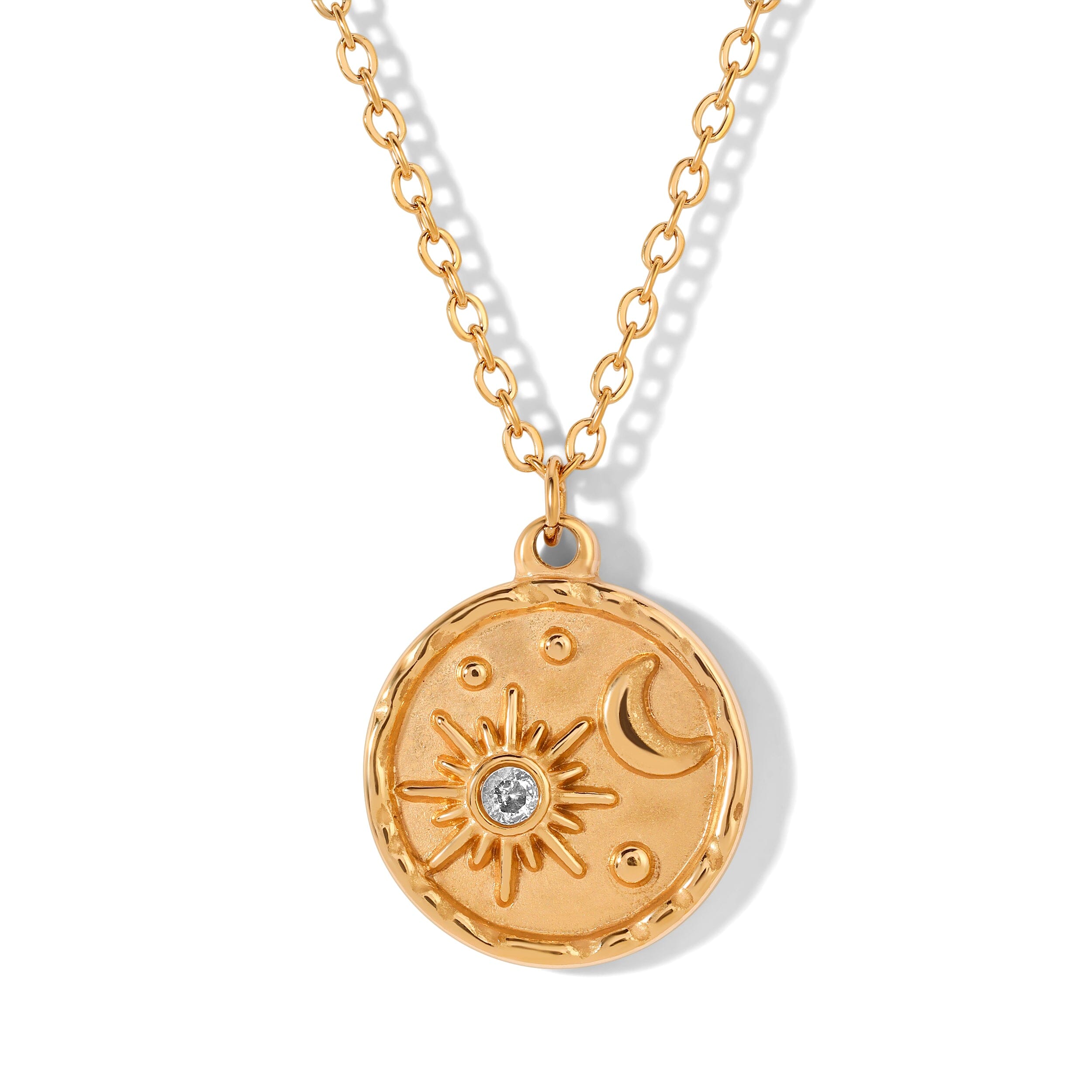 Celestial Moon and Sun Round Pendant With Chain Necklace with Pendant Bloo & Ro