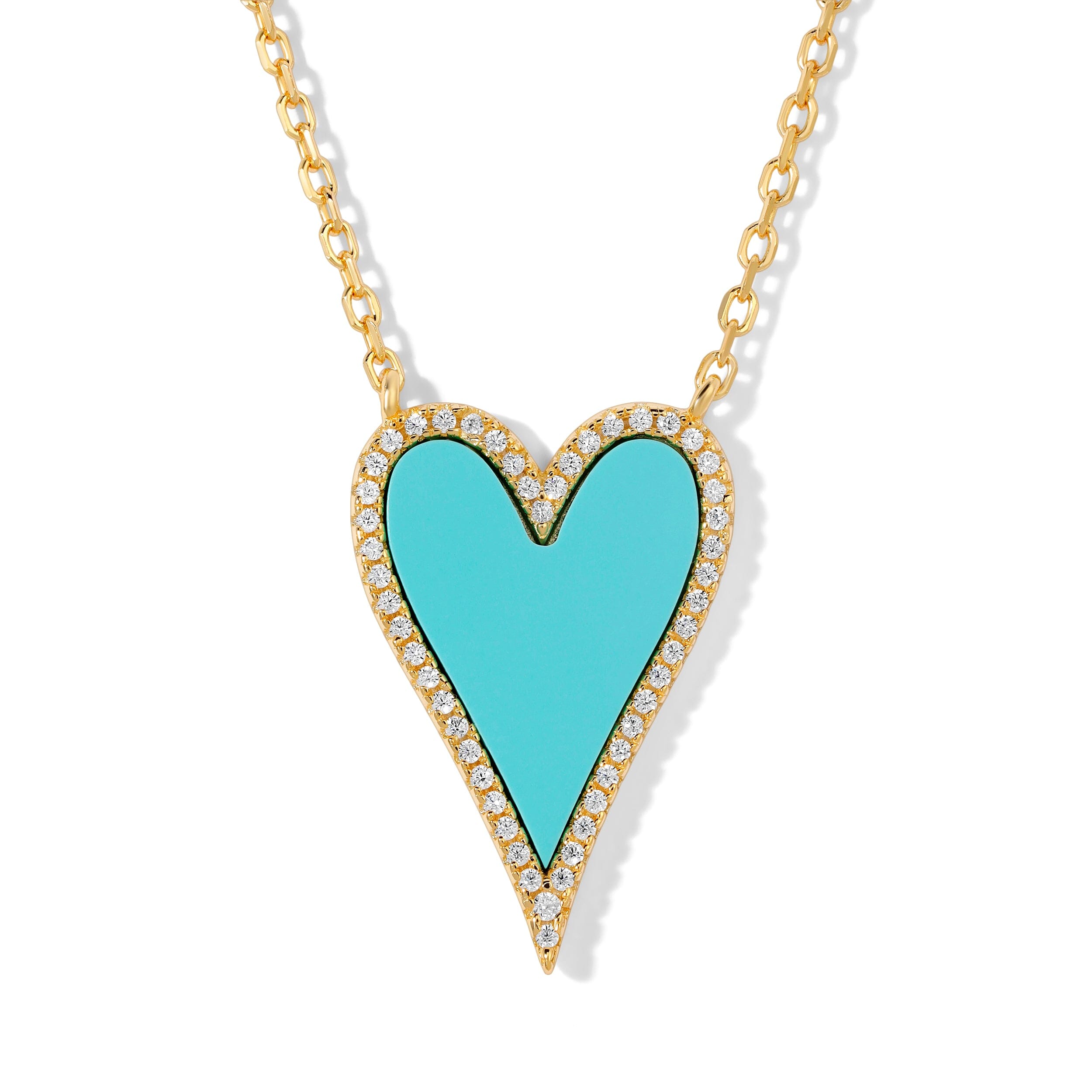 True Blue, Turquoise Heart Chain Necklace Necklace Bloo & Ro