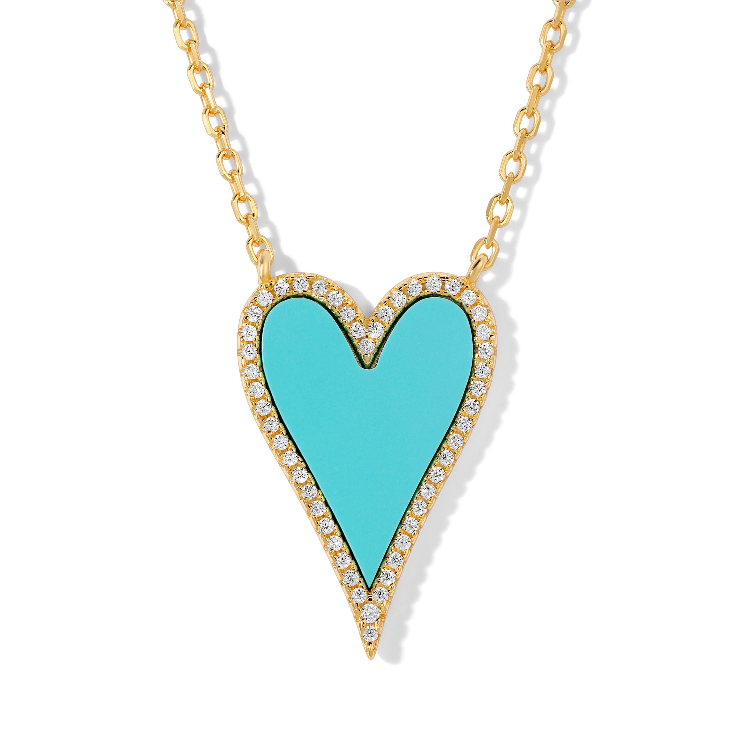 True Blue, Turquoise Heart Chain Necklace Necklace Bloo & Ro 