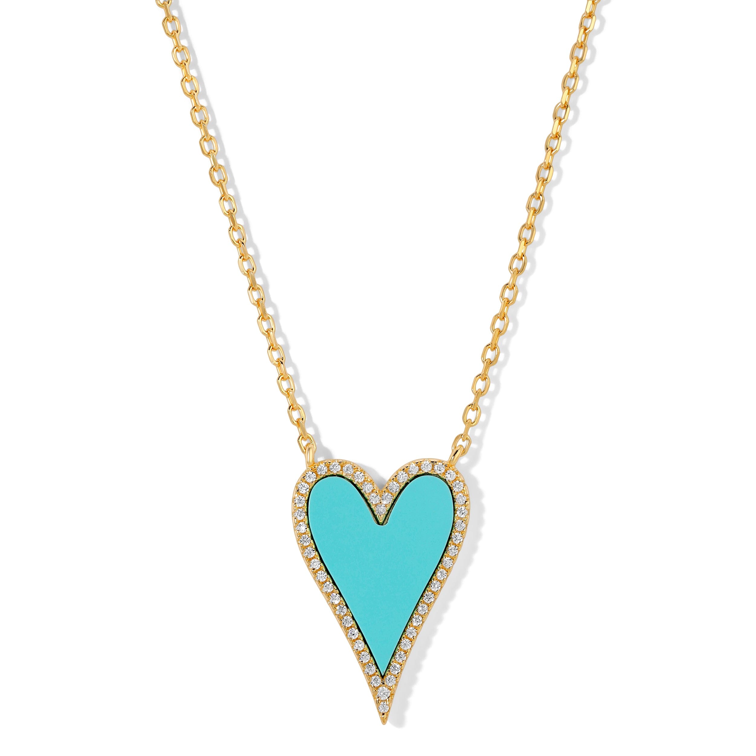 True Blue, Turquoise Heart Chain Necklace Necklace Bloo & Ro