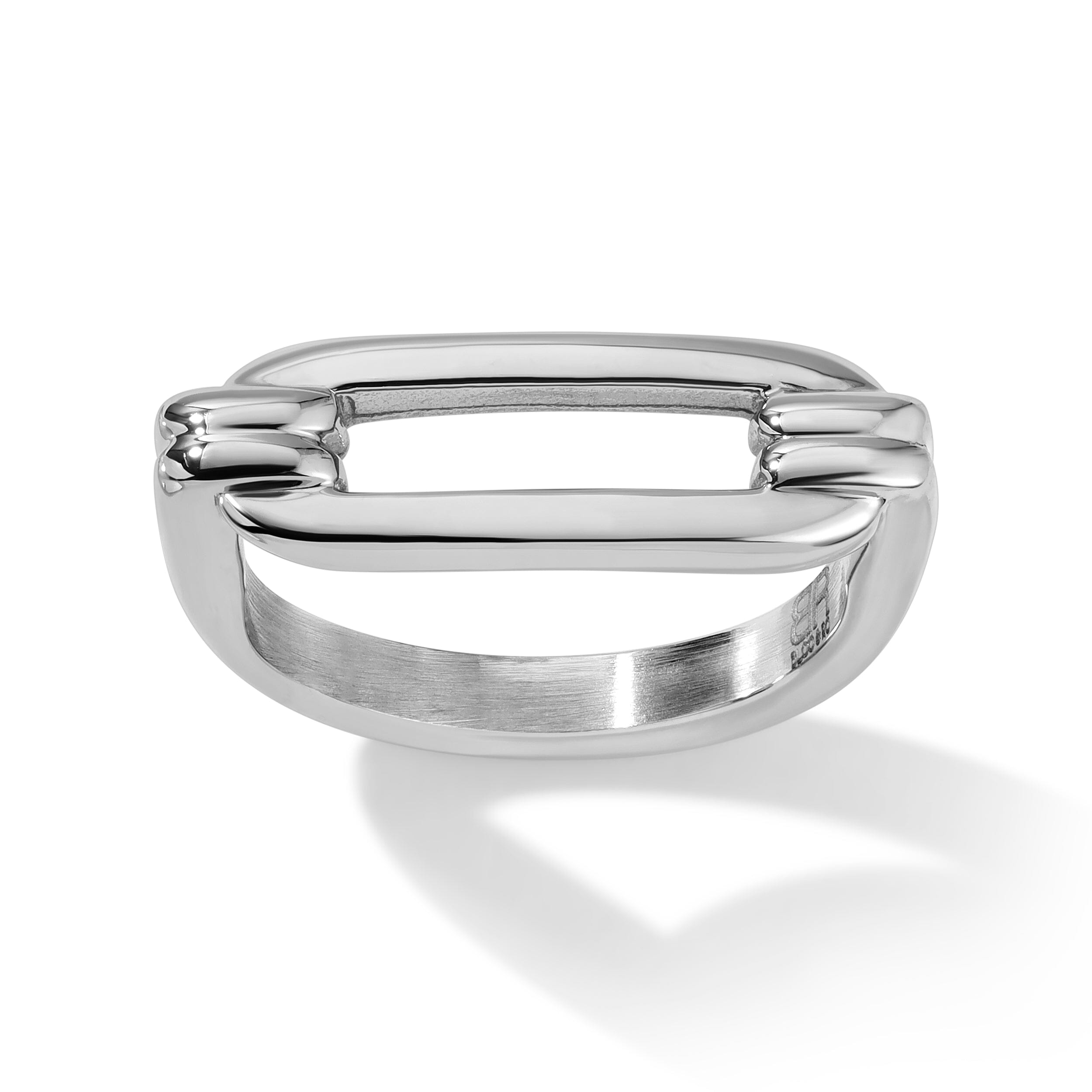 Brass Knucks Geometric Link Ring Ring Bloo & Ro 6 Silver 