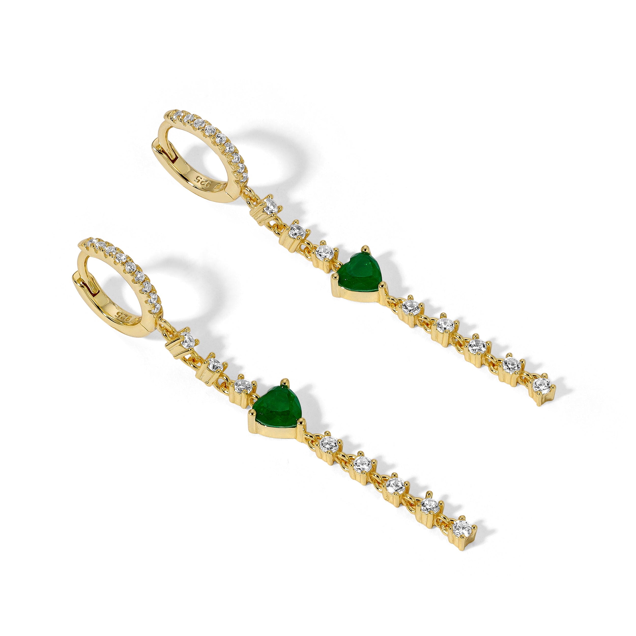 Happy Hearts Gold & Emerald Earrings