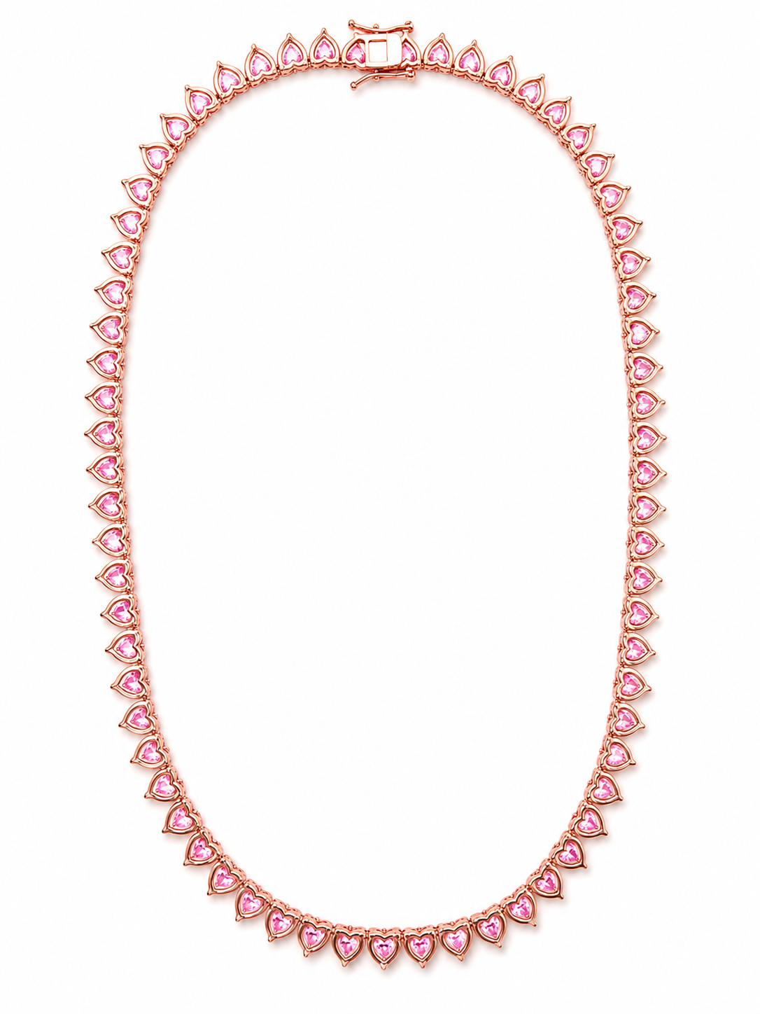 Pretty In PINK-Pink Heart Cut Tennis Necklace