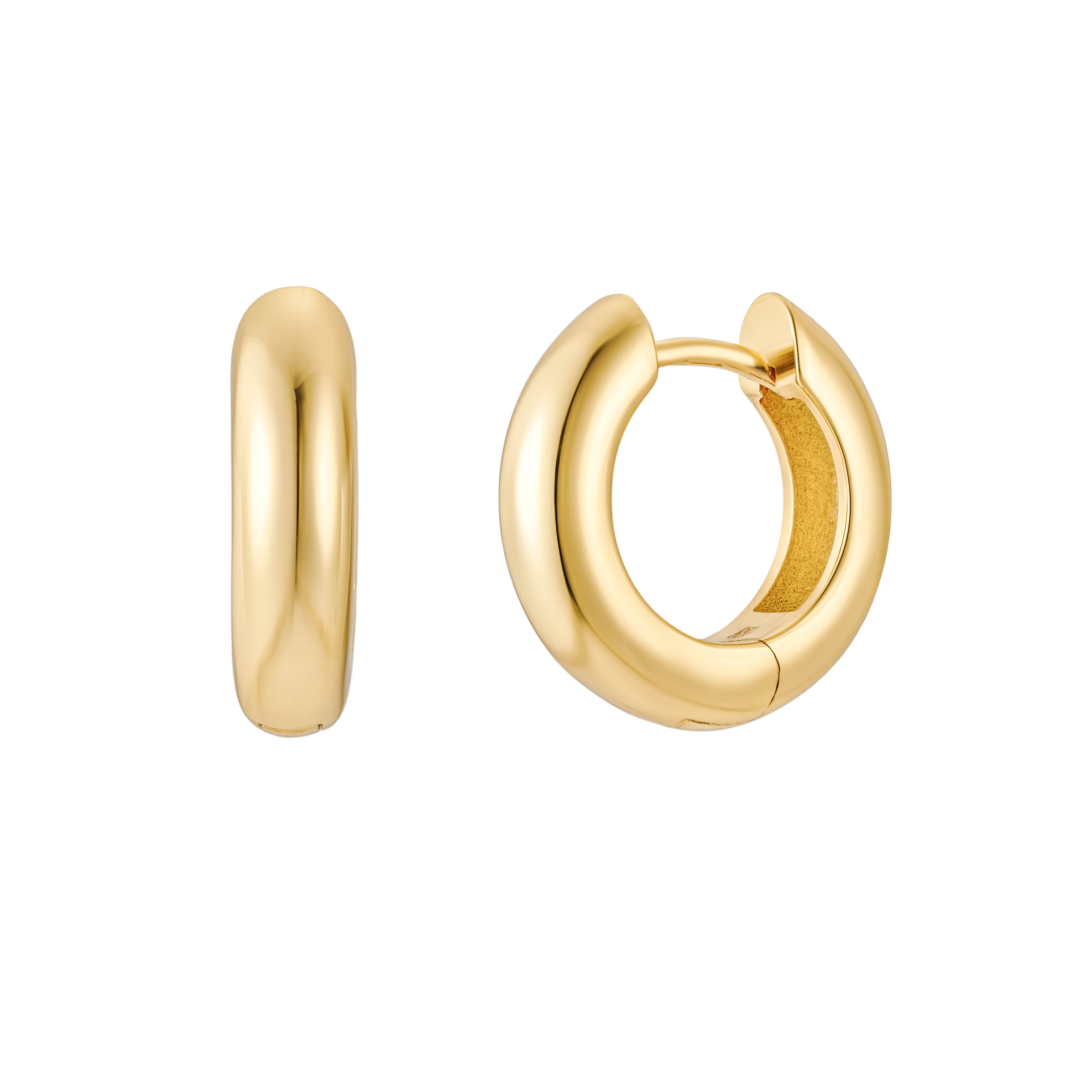 The Margot Everyday Hoops in polished gold with a smooth rounded design on a white background