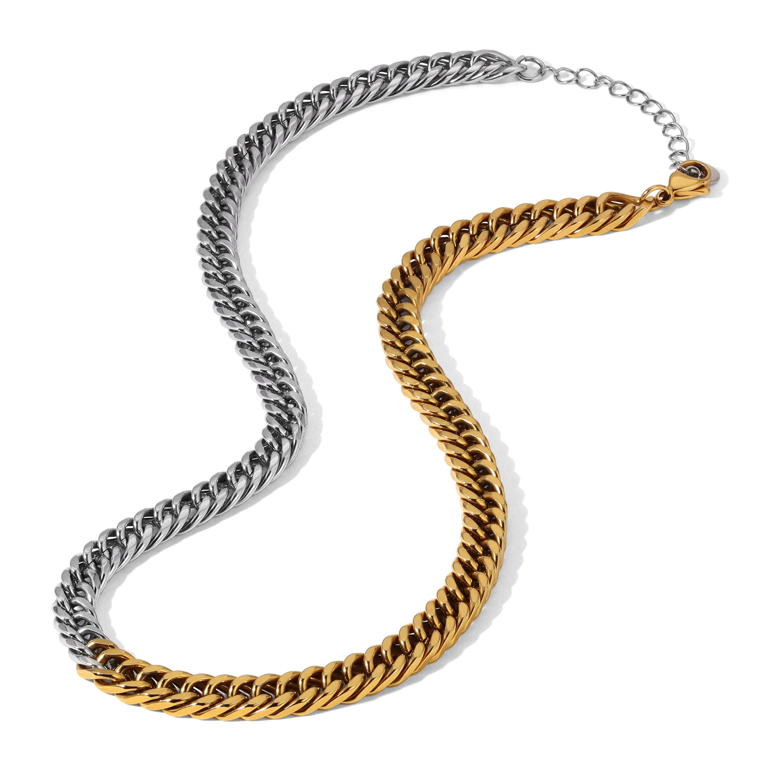 Victoria Two-Tone Cuban Link Necklace | Gold & Silver Chain | Bloo & Ro