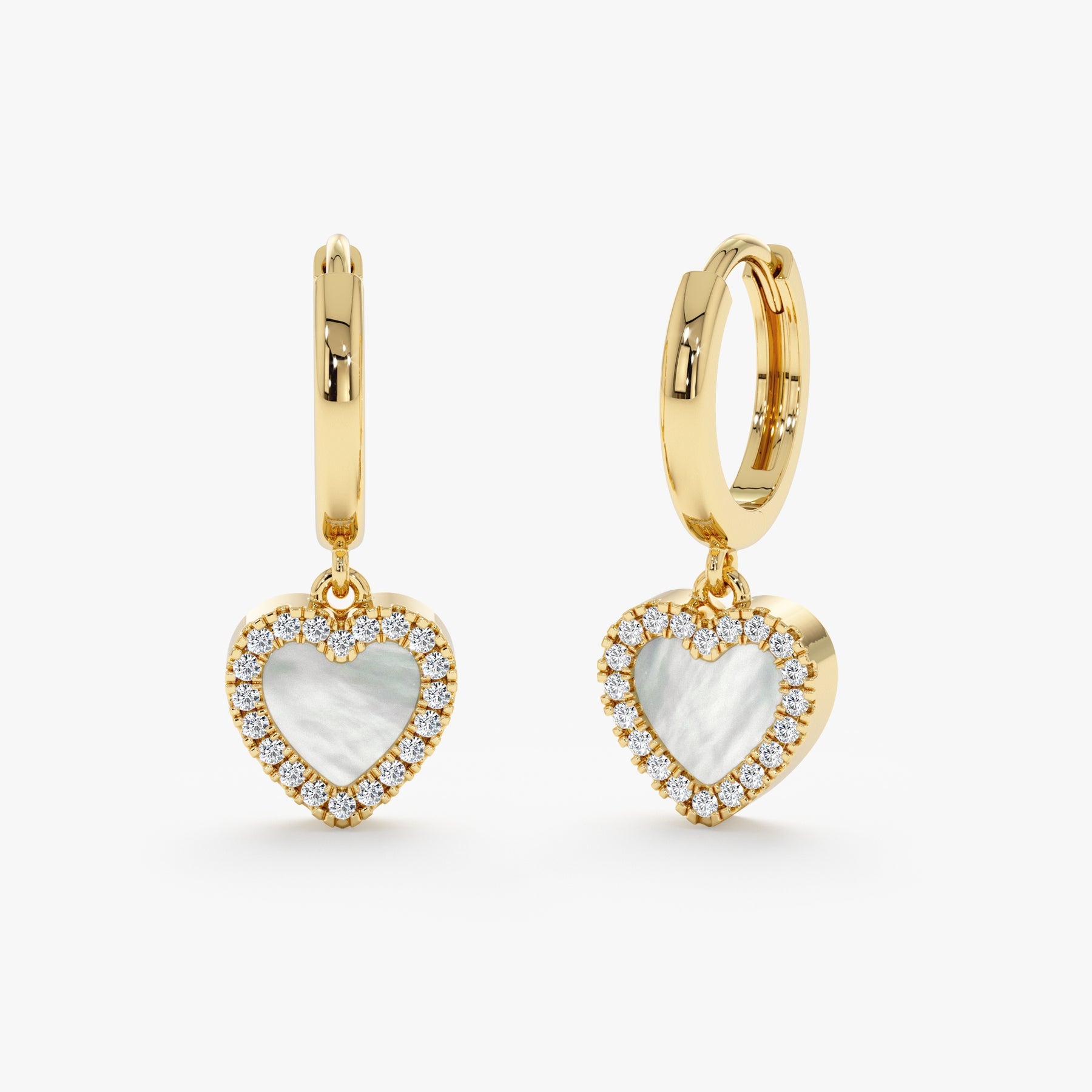 Mother of Pearl Heart Earrings