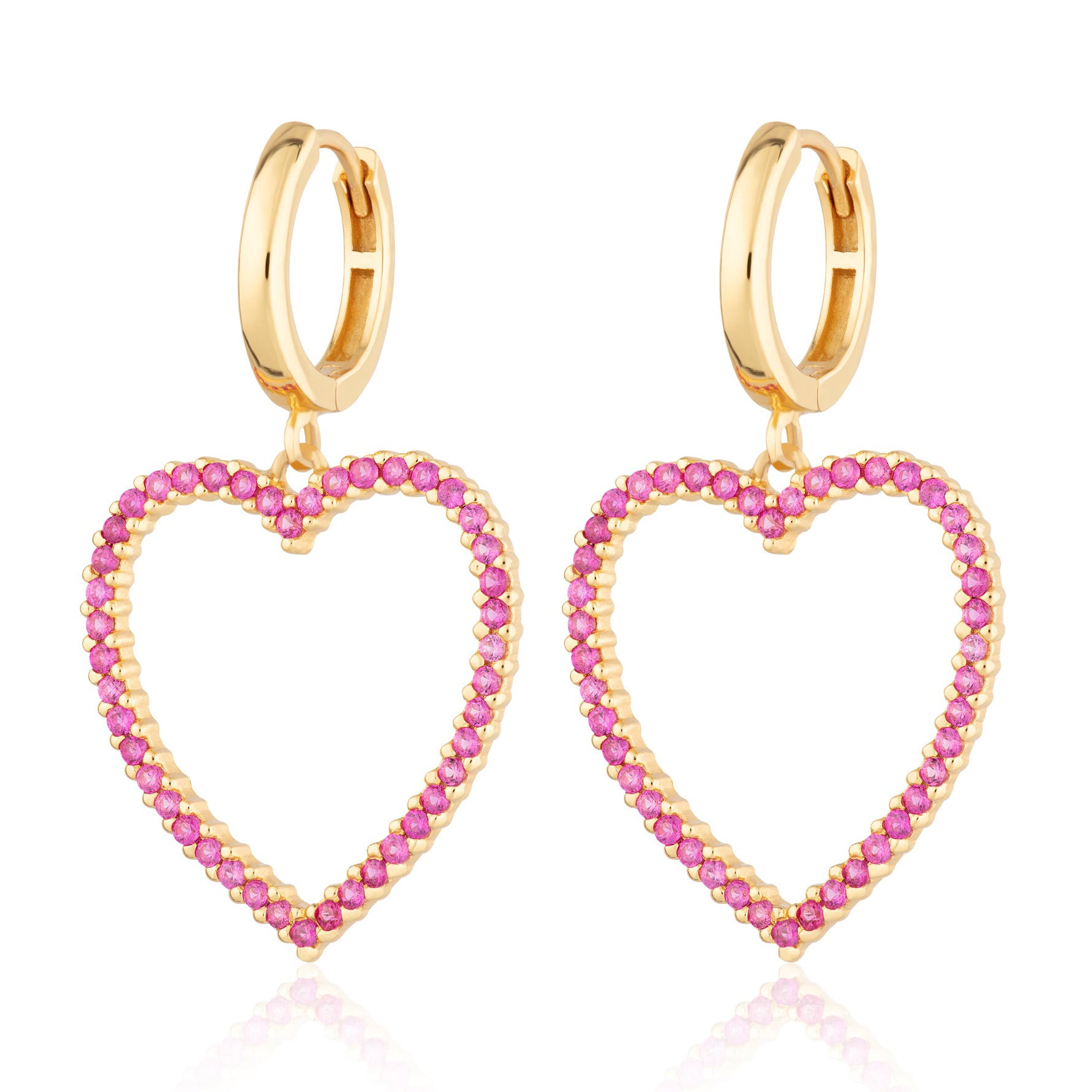 Gold And Pink Hearts  Earrings