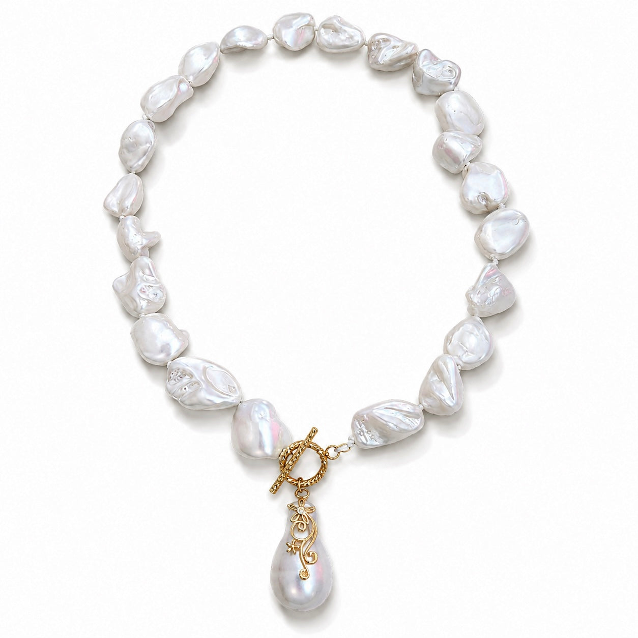 Baroque Pearls Necklace with Pearl Drop Charm
