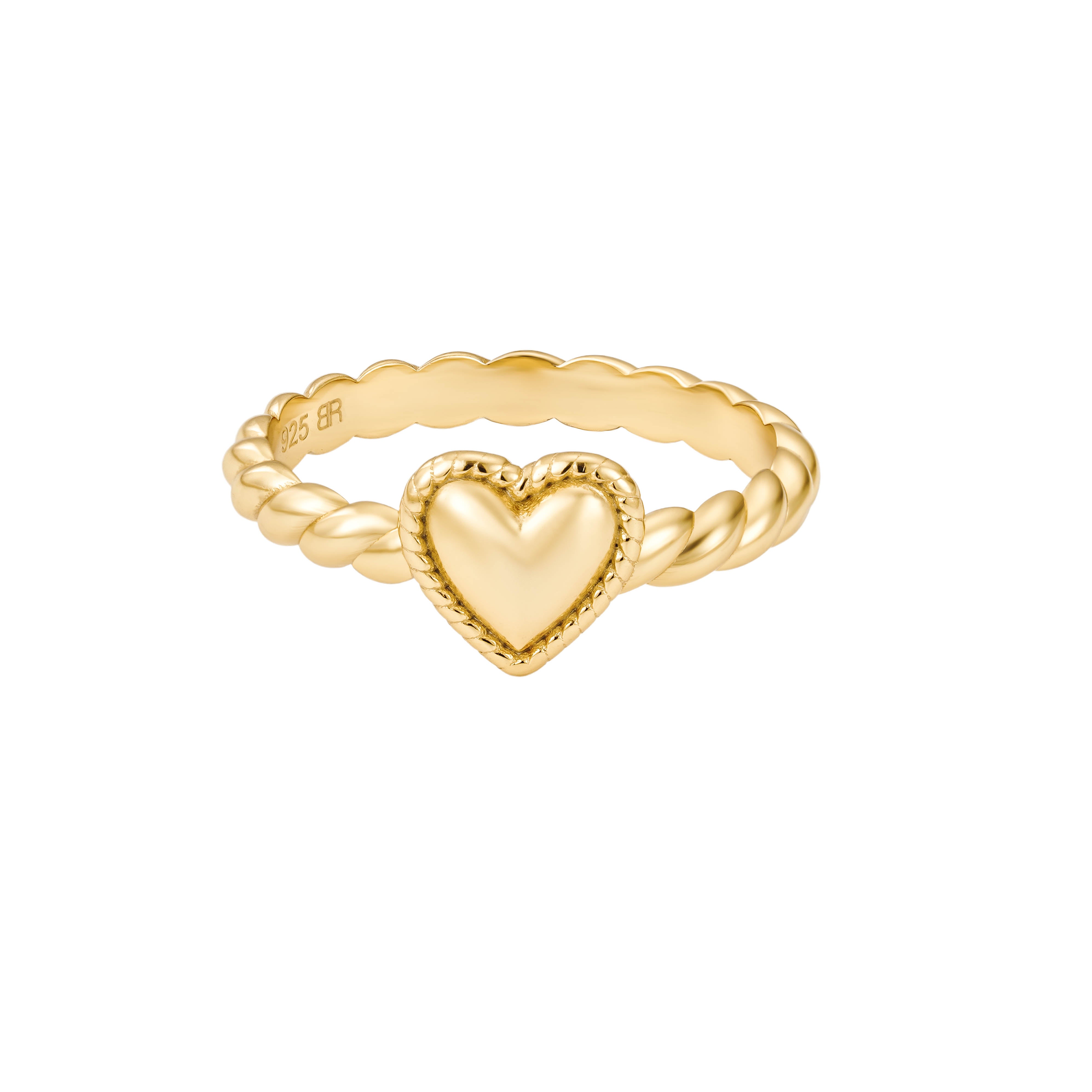 Gold Twisted Band with Heart Ring