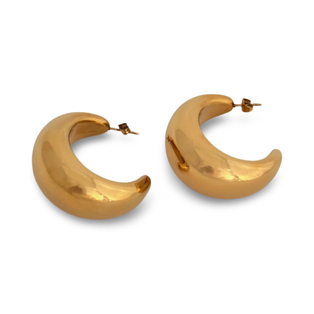 The Ever so Romantic but Sexy Arc Moon Polished 40MM Earrings