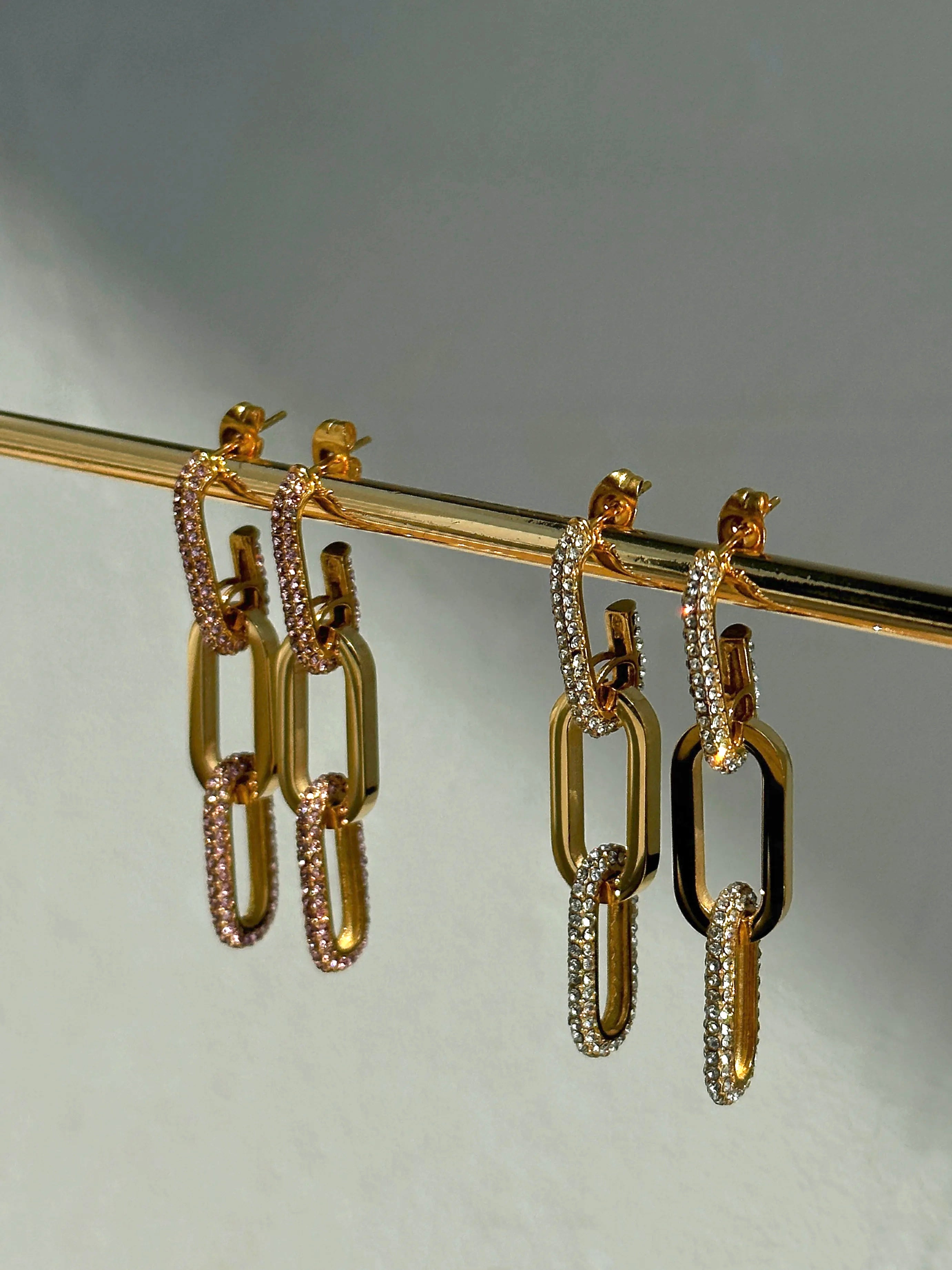 Boss Babe Gold Plated Chain Link Snowflake Zircon Drop Earrings