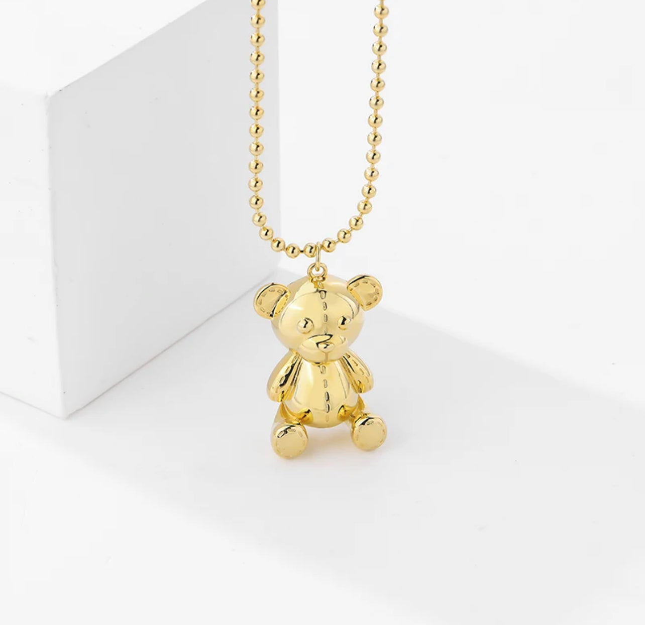 Teddy Bear Necklace on Small Ball Chain