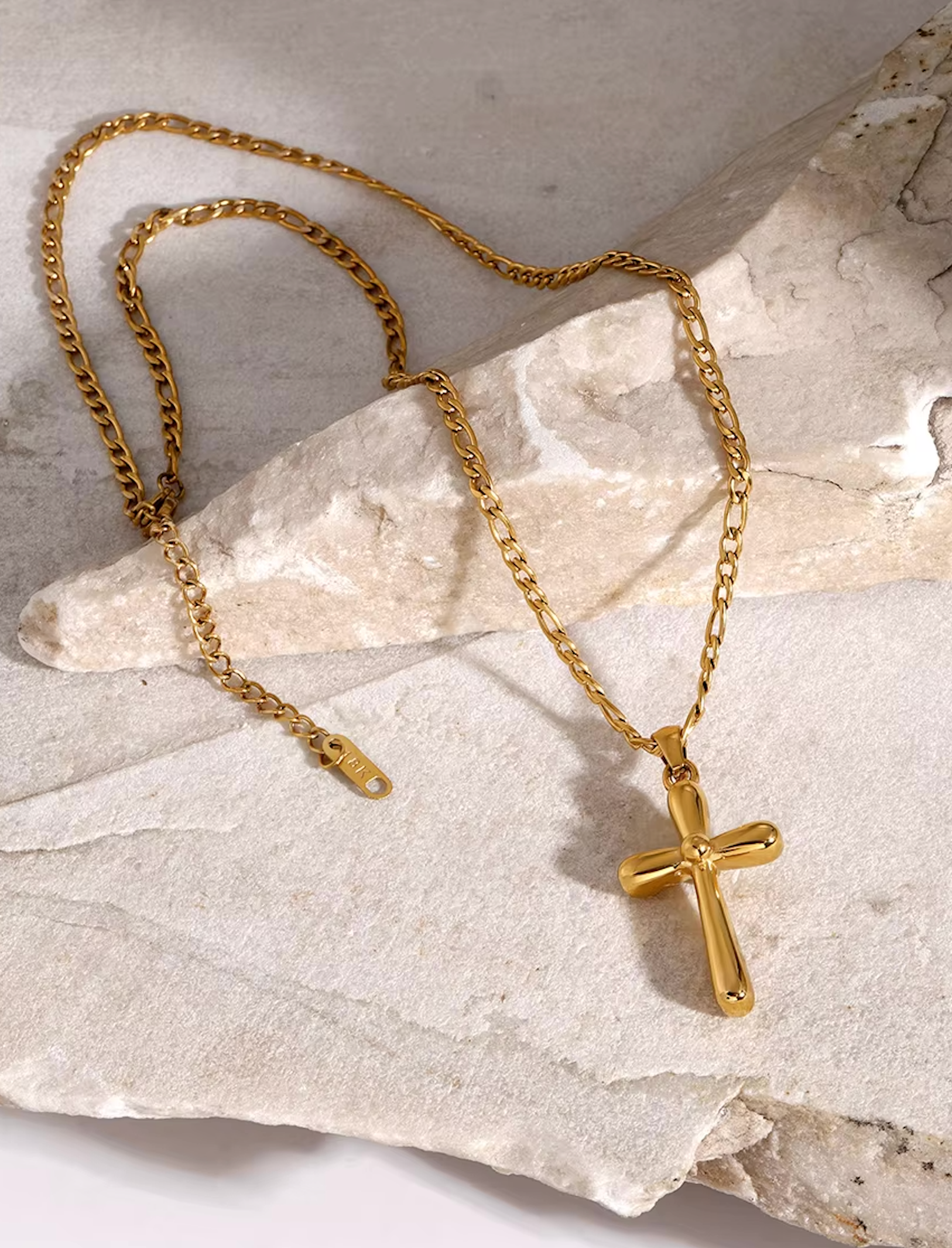 Puffy Cross On Gold Chain