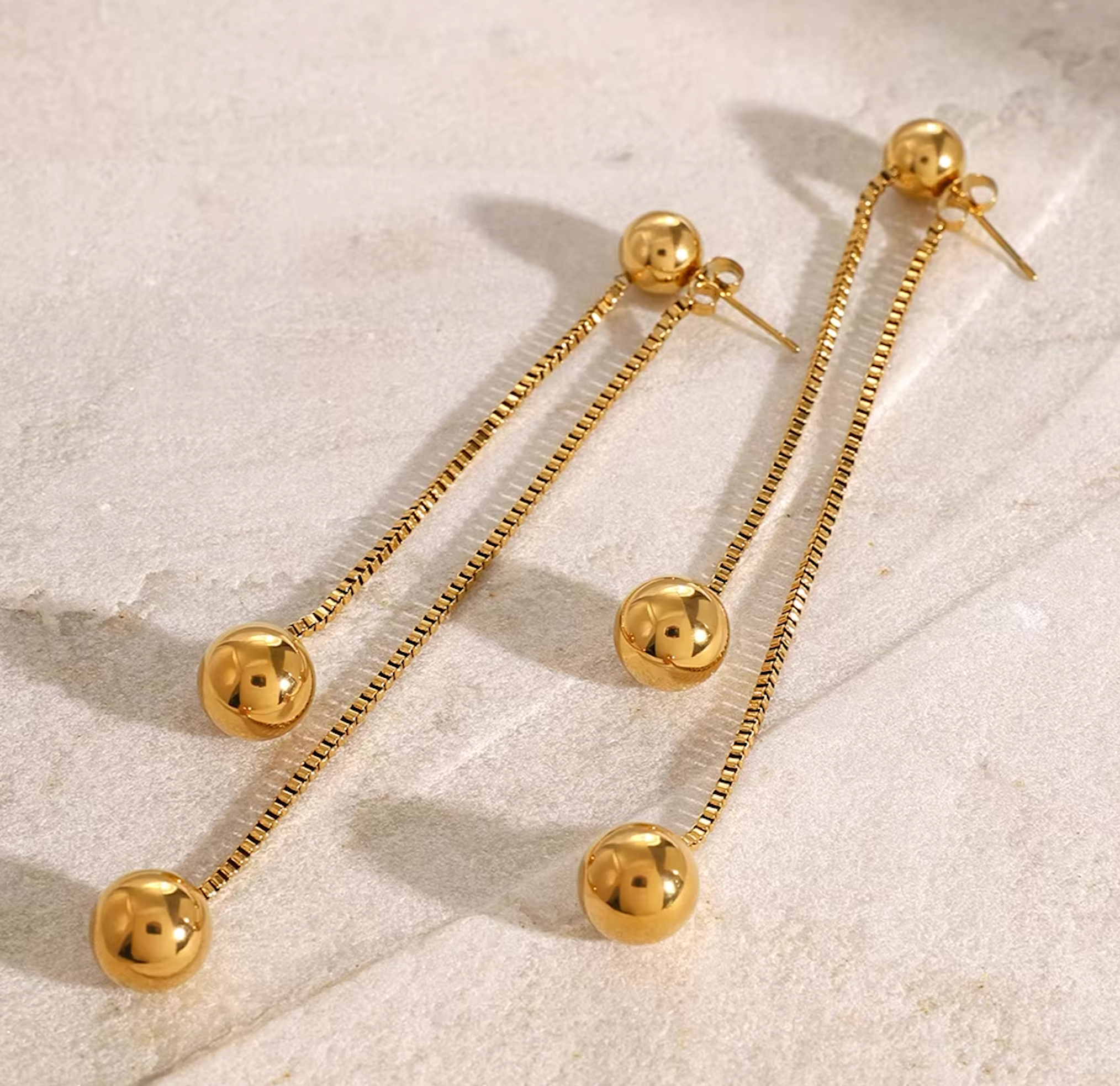 Gold Ball Drop Earrings